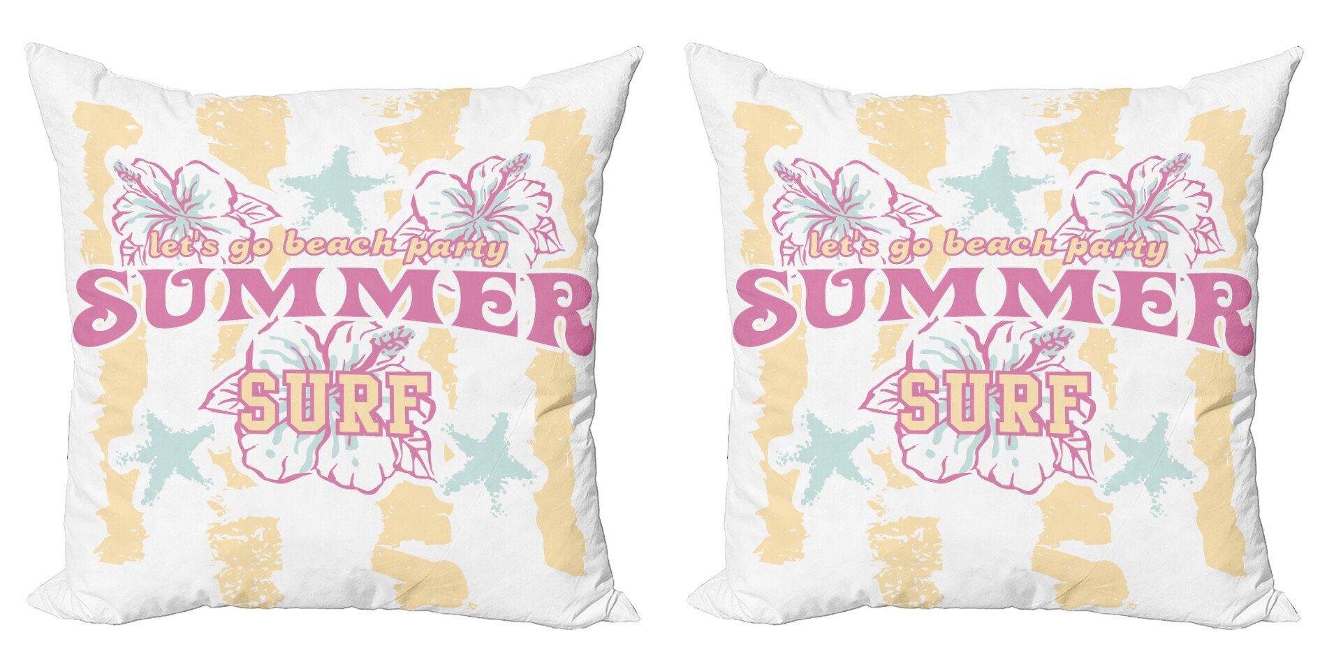 Doppelseitiger Blumen und Rosa Digitaldruck, Modern Stück), Abakuhaus Accent Sommer (2 Kissenbezüge Surf