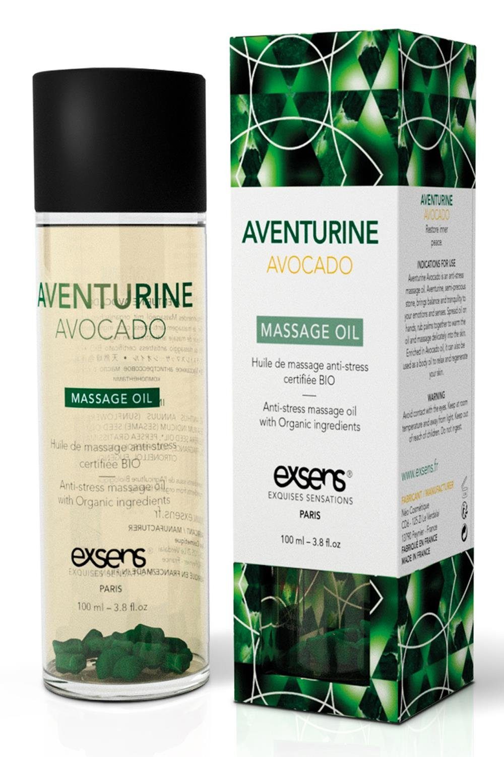 Gleit- verteilen & Avocado Massageöl Organic Lässt der Massage sich Oil Aventurine leicht Exsens Haut 100ml, Exsens auf