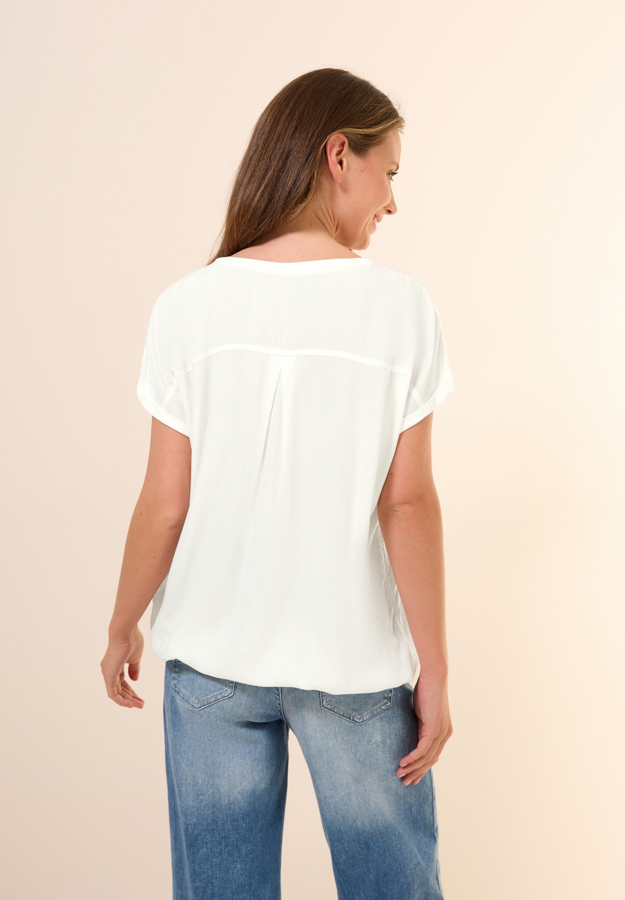 CECIL Kurzarmbluse mit geschlitztem Ausschnitt und Knopfleiste günstig online kaufen