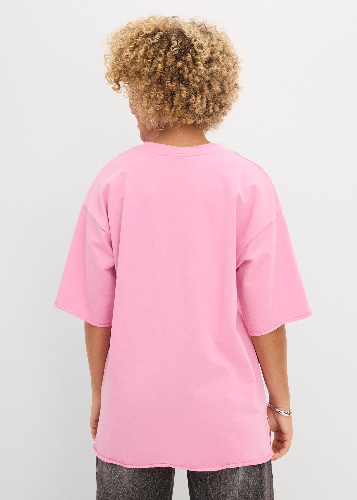 bonprix Longsweatshirt lässige Passform, Halbarm-Design, aus reiner Baumwolle