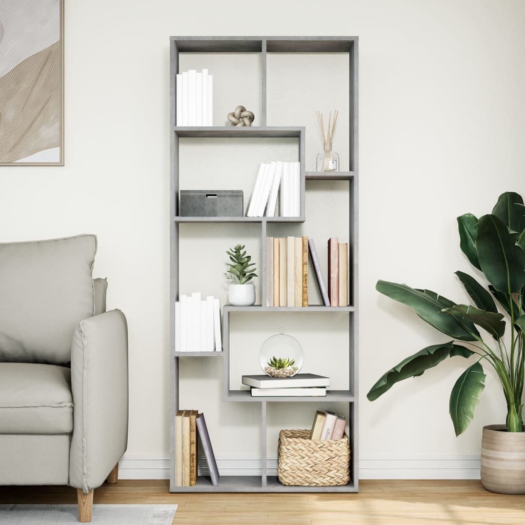 vidaXL Bücherregal Raumteiler-Bücherregal Betongrau 67x25x161,5 cm günstig online kaufen