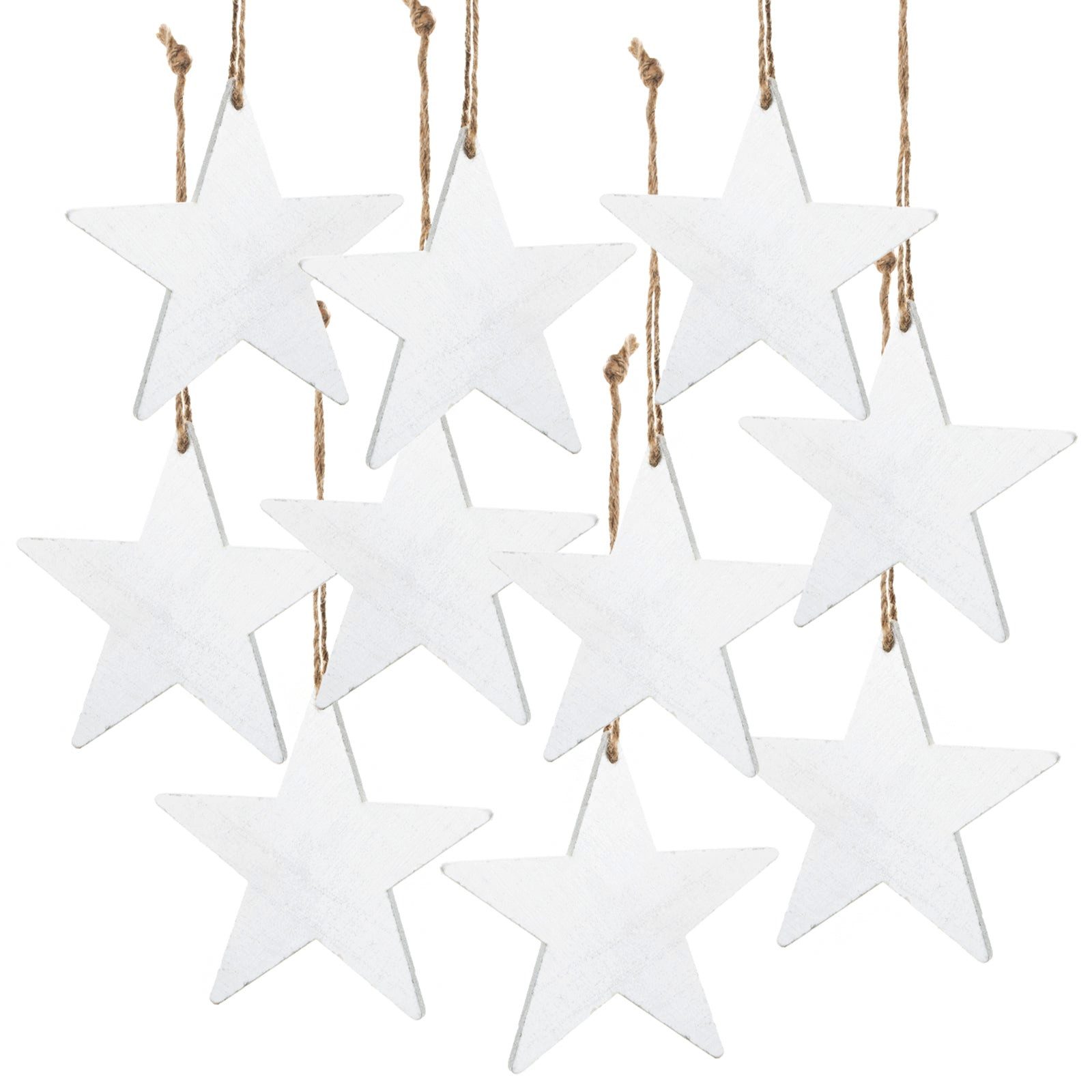 Logbuch-Verlag Dekofigur Weiße Holzsterne 10 cm zum Aufhängen mit Juteschnu günstig online kaufen