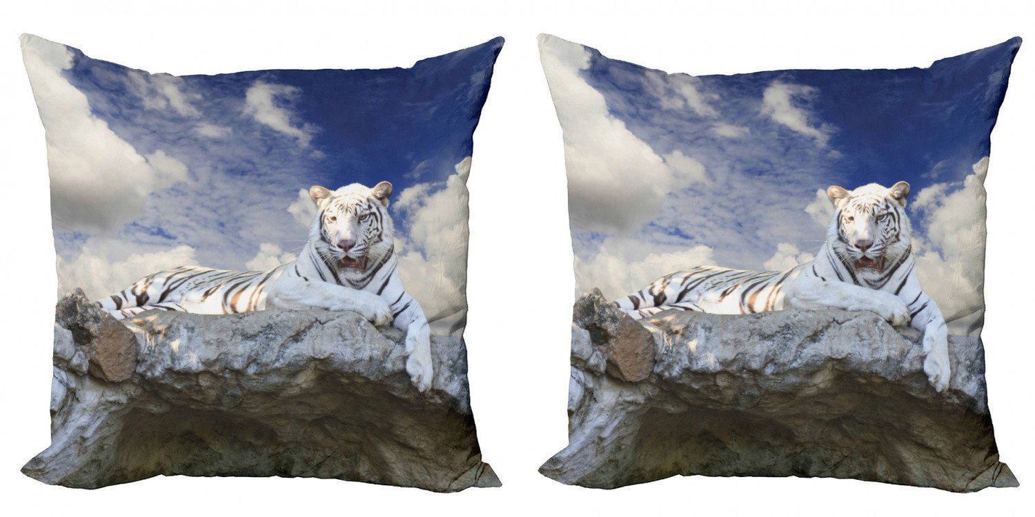 Feline Abakuhaus Digitaldruck, Tiger Kissenbezüge Jagd Accent (2 Stück), Doppelseitiger Bengal Modern