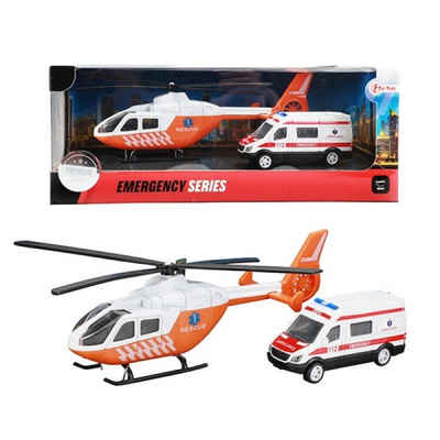 Toi-Toys Spielzeug-Hubschrauber Rettungs-Hubschrauber Helikopter mit Krankenwagen aus Druckguss