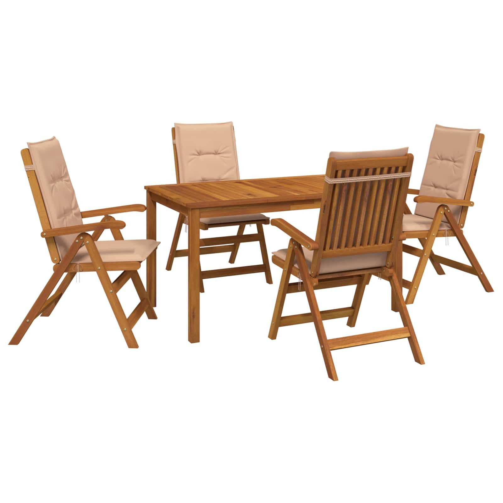 vidaXL Gartenlounge-Set 5-Piece Garden Dining Set Natur Massivholz