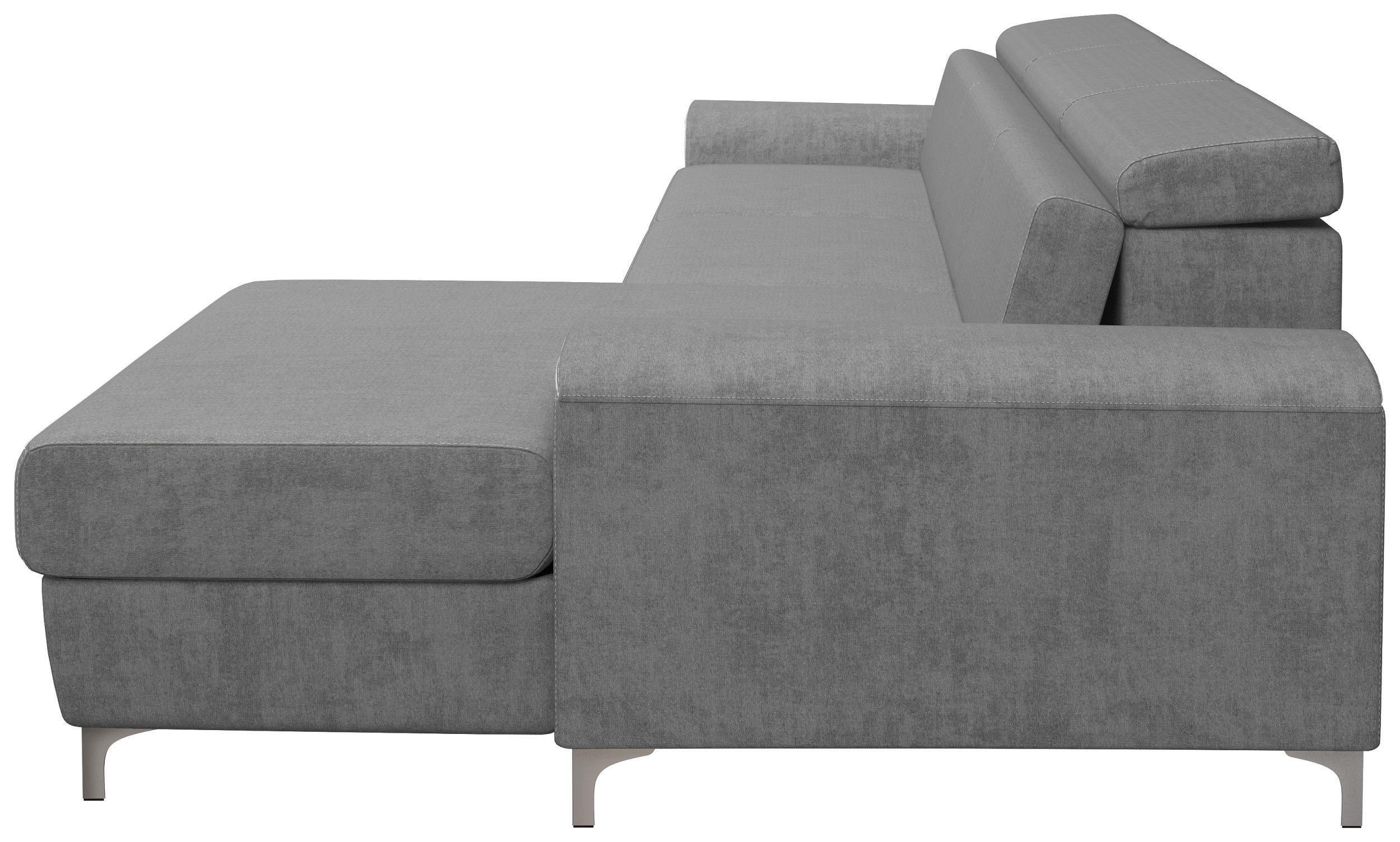 Ecksofa L-Form, Sitzkomfort, Bettfunktion, mit Kopfteilverstellung frei stellbar, Eckcouch, Raum bestellbar, oder rechts und mane inklusive Stylefy Bettkasten links im Lino,