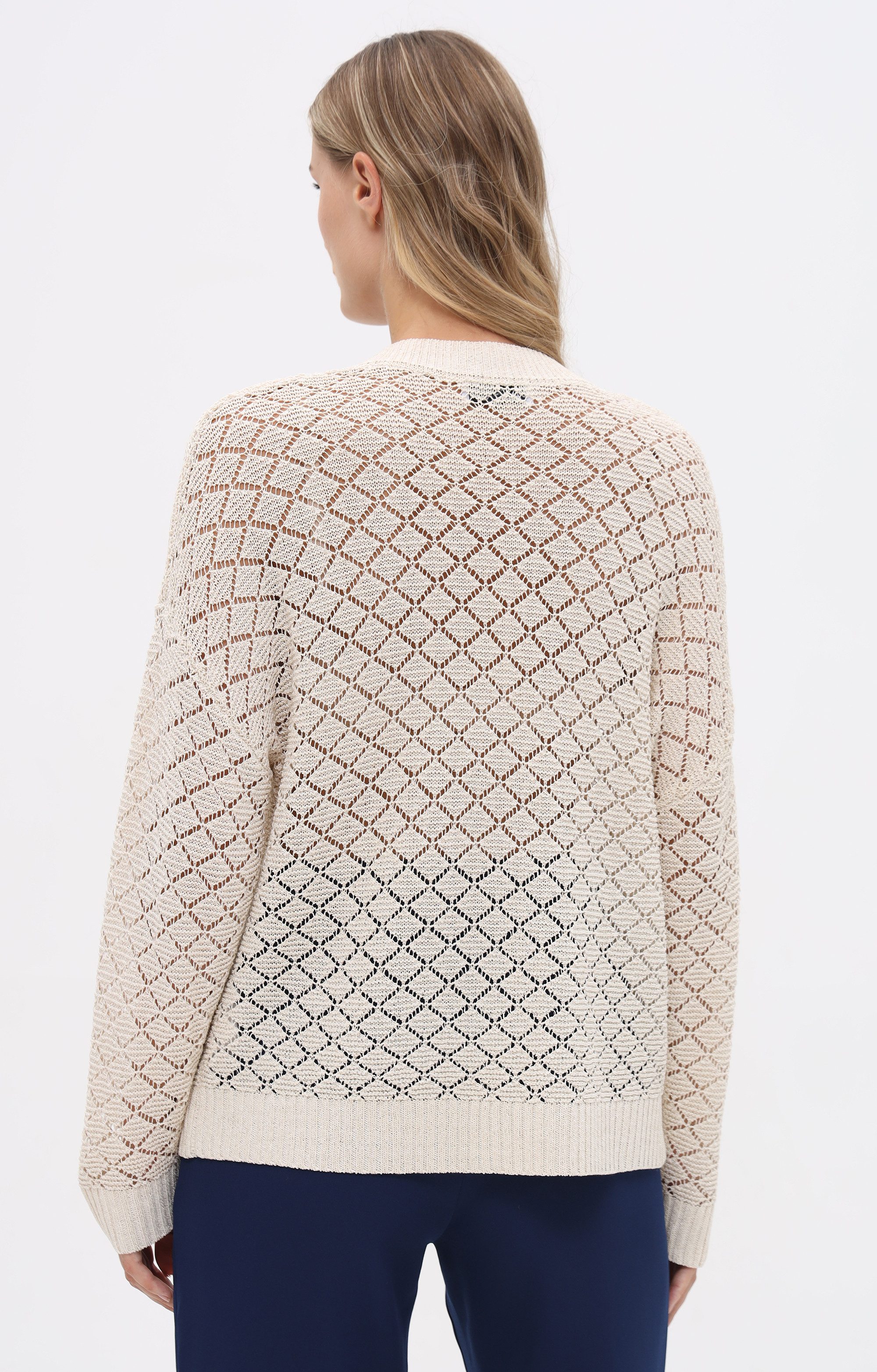 Passioni Strickpullover mit offenem Rautenstrickmuster günstig online kaufen