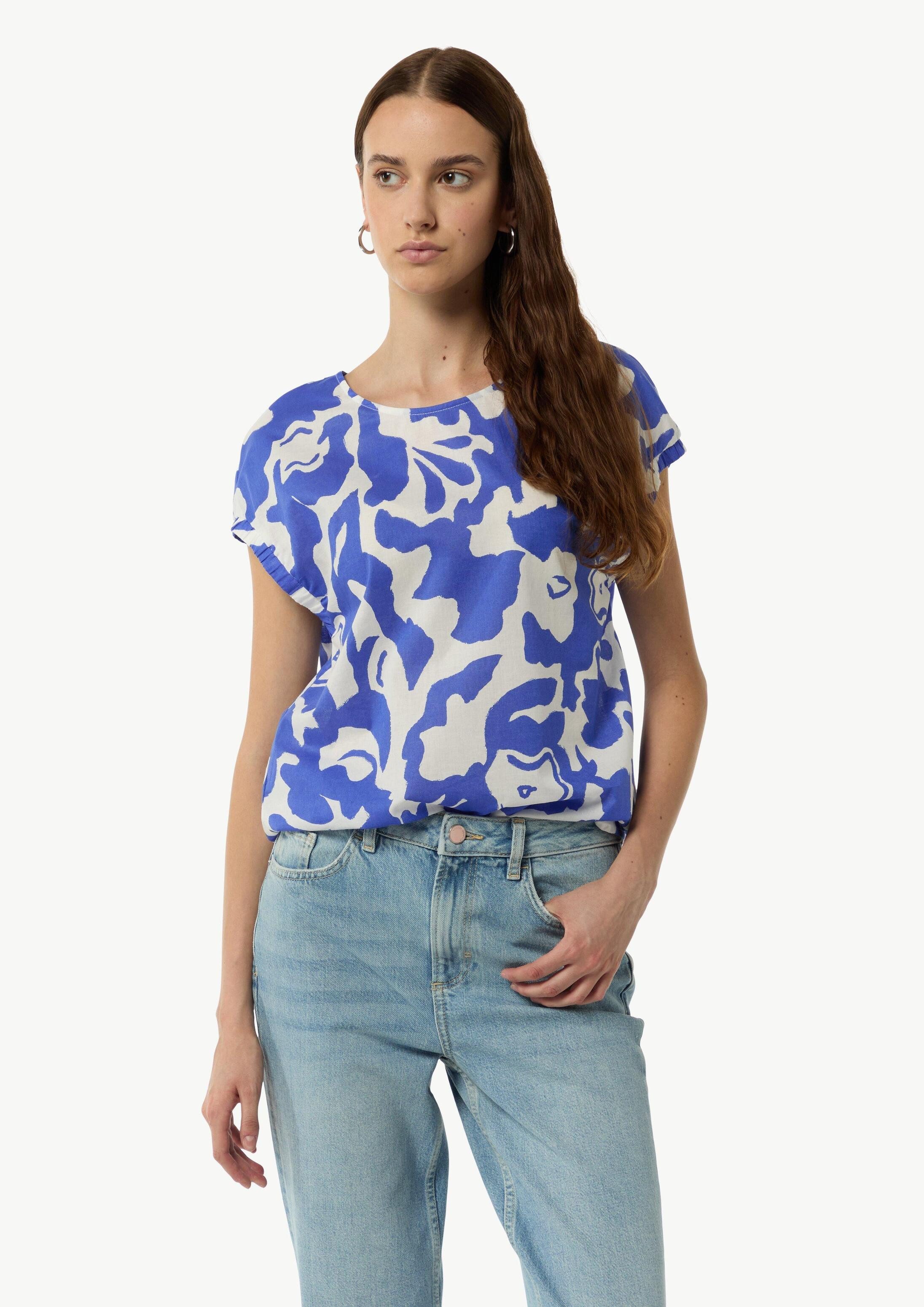 comma Kurzarmbluse Bluse Bluse mit All-over-Print