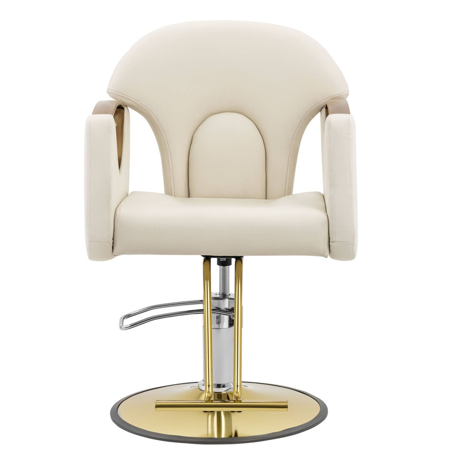 Physa Armlehnstuhl Friseurstuhl mit Fußstütze Barberstuhl Friseursessel höhenverstellbar, Creme far ben – Bild 5 von 5