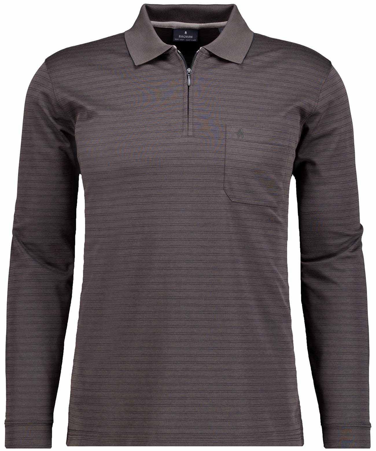 RAGMAN Langarm-Poloshirt