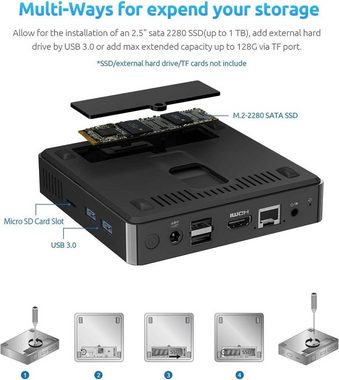 BMAX Mini-PC (Intel Intel Gemini Lake N4000, Intel UHD Graphics 600, 8 GB RAM, 128 GB SSD, Emmc intel gemini wifi gigabit ethernet bluetooth 4.2 mini computer)