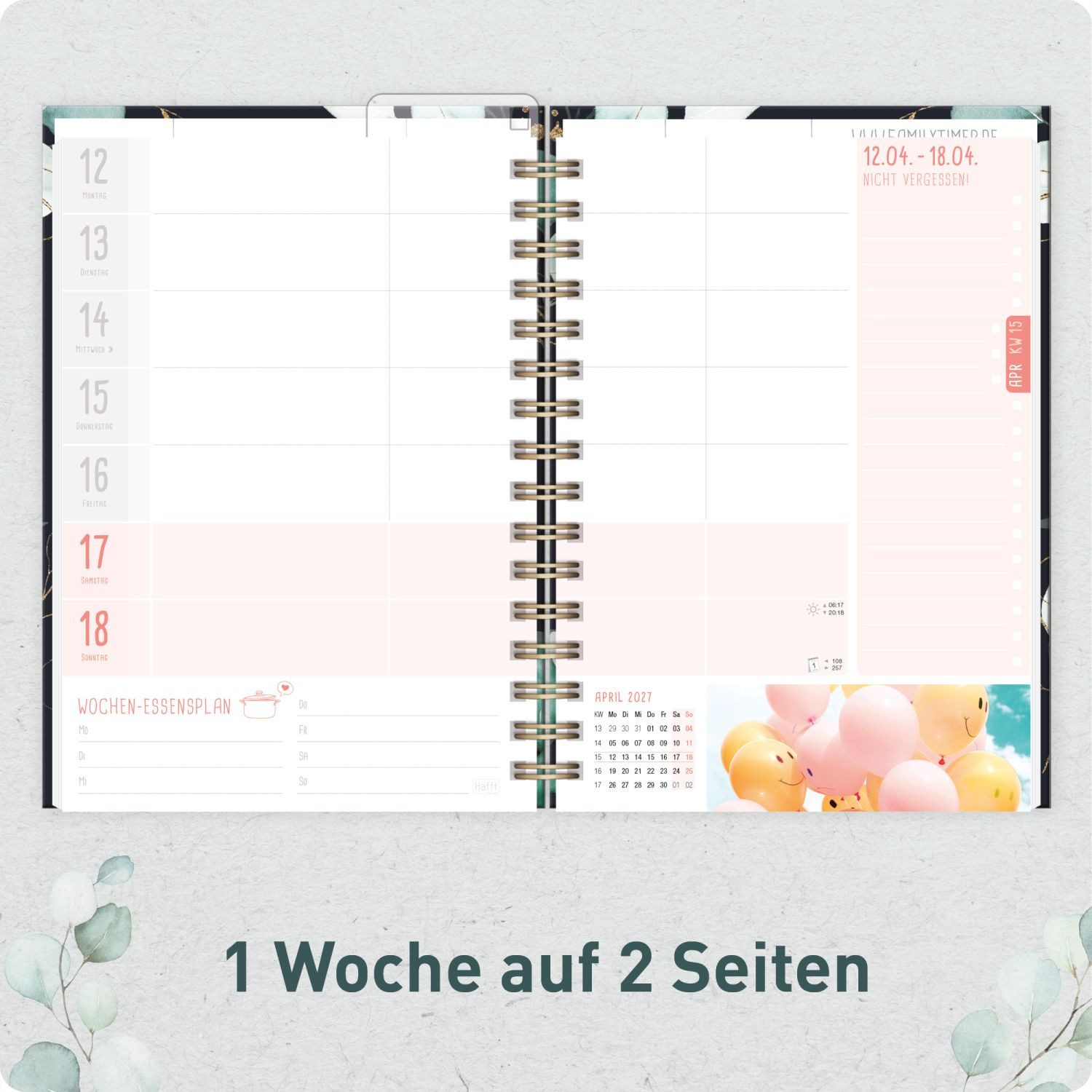 Häfft Terminkalender Family-Timer 2026/2027 / 17 Monate / A5, Wire-O-Bindung – Bild 4 von 5