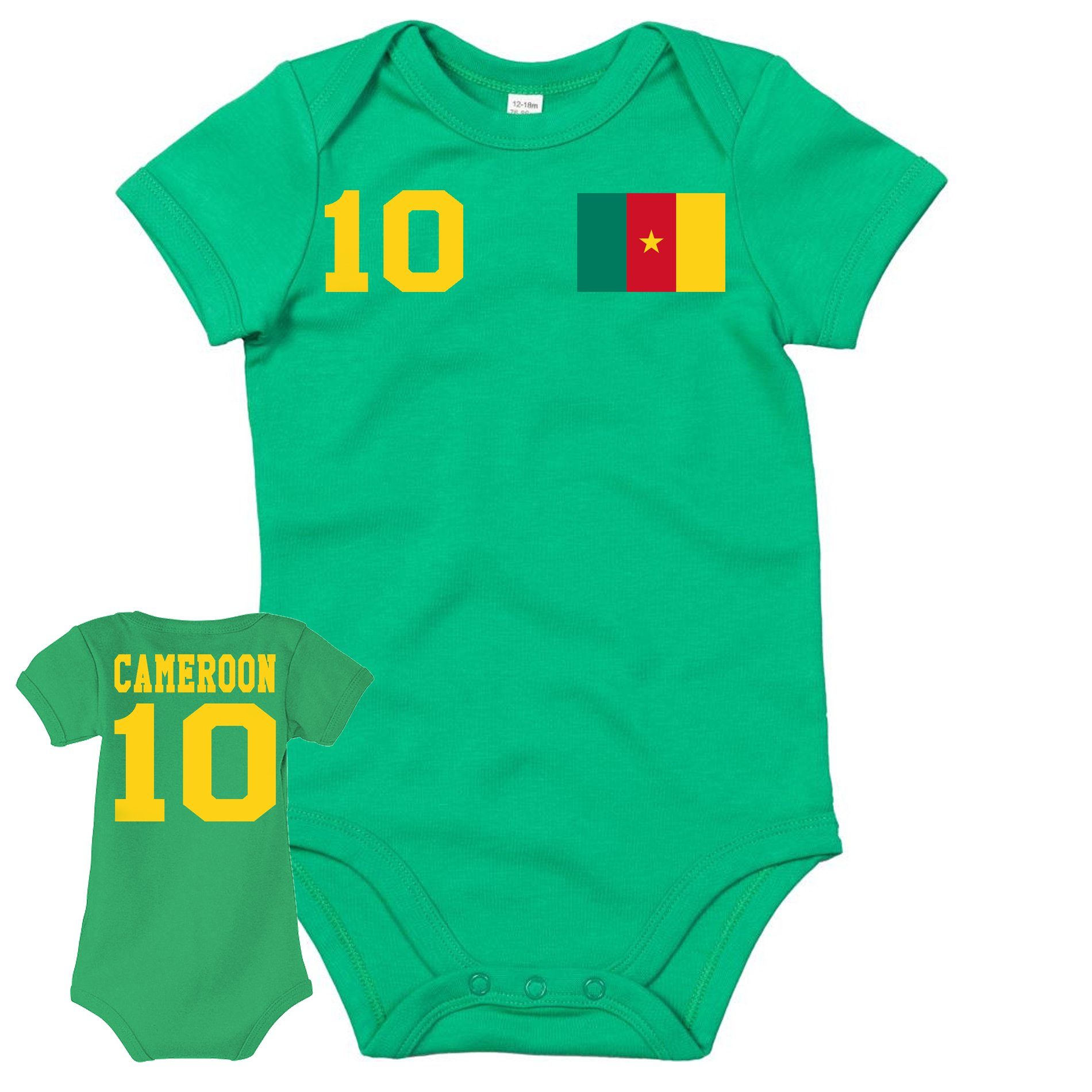 Blondie & Meister Trikot Kamerun Cup Strampler WM Kinder Baby Brownie Fußball Afrika Sport