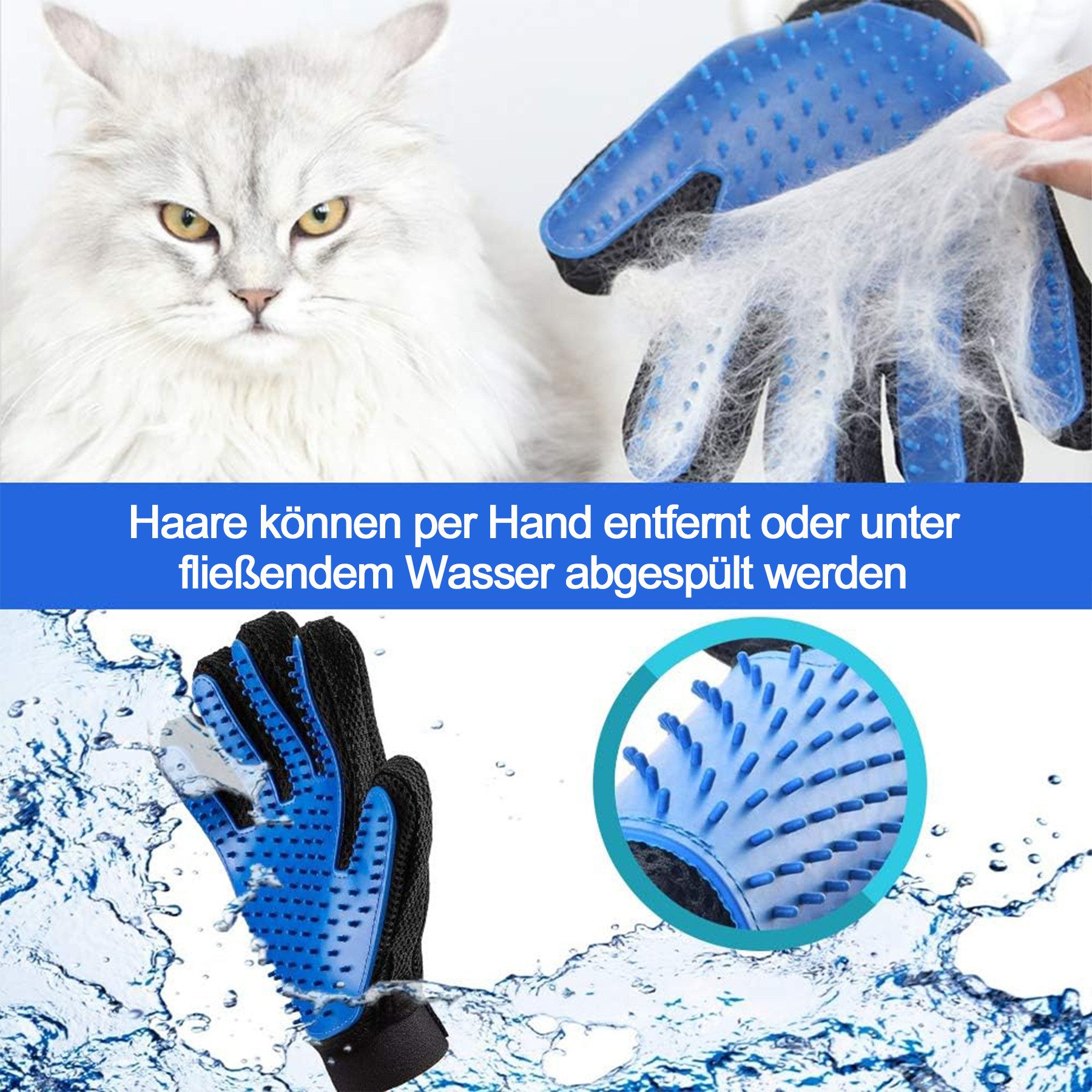 Mutig Fellpflegehandschuh 3 Stück Haustier Handschuh Bürste, Haustier Bürsten, (Fusselbürste Tierhaare, Haustier Pelz und Fussel entfernen, 3-tlg), Haustier Fellpflege Handschuh für Katzen und Hunde geeignet