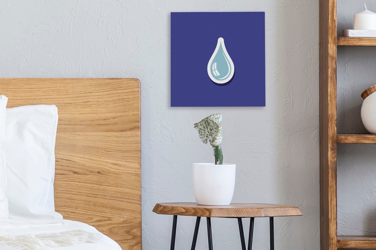 Bilder eines hellblauen Wohnzimmer Leinwand St), Leinwandbild für (1 Eine Illustration OneMillionCanvasses® Wassertropfens, Schlafzimmer