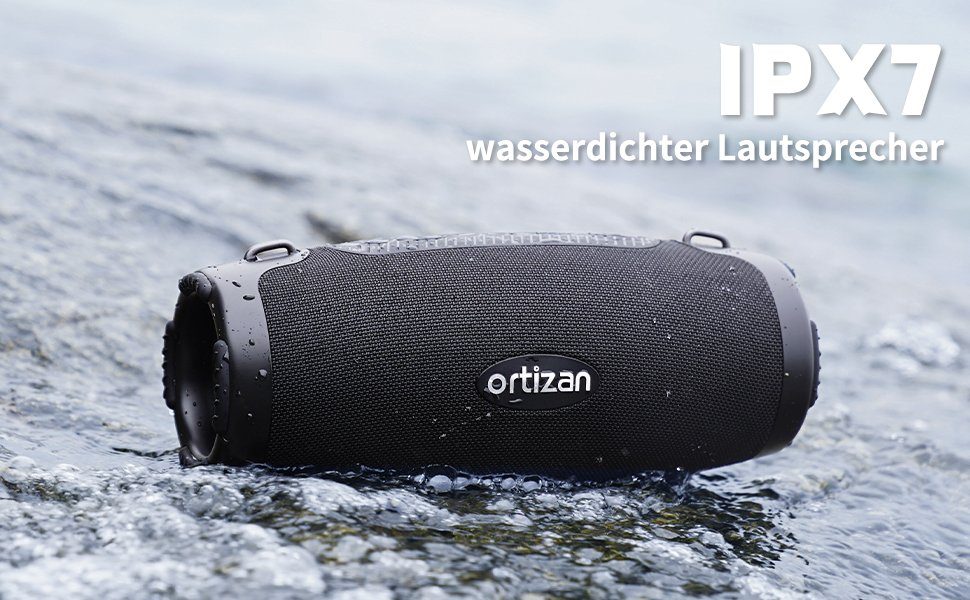 100W mit W, Outdoor Ortizan (Bluetooth, Lautsprecher LED Stereo Licht, Akku Sound 18H 100 mit Extra Bass) Lautsprecher