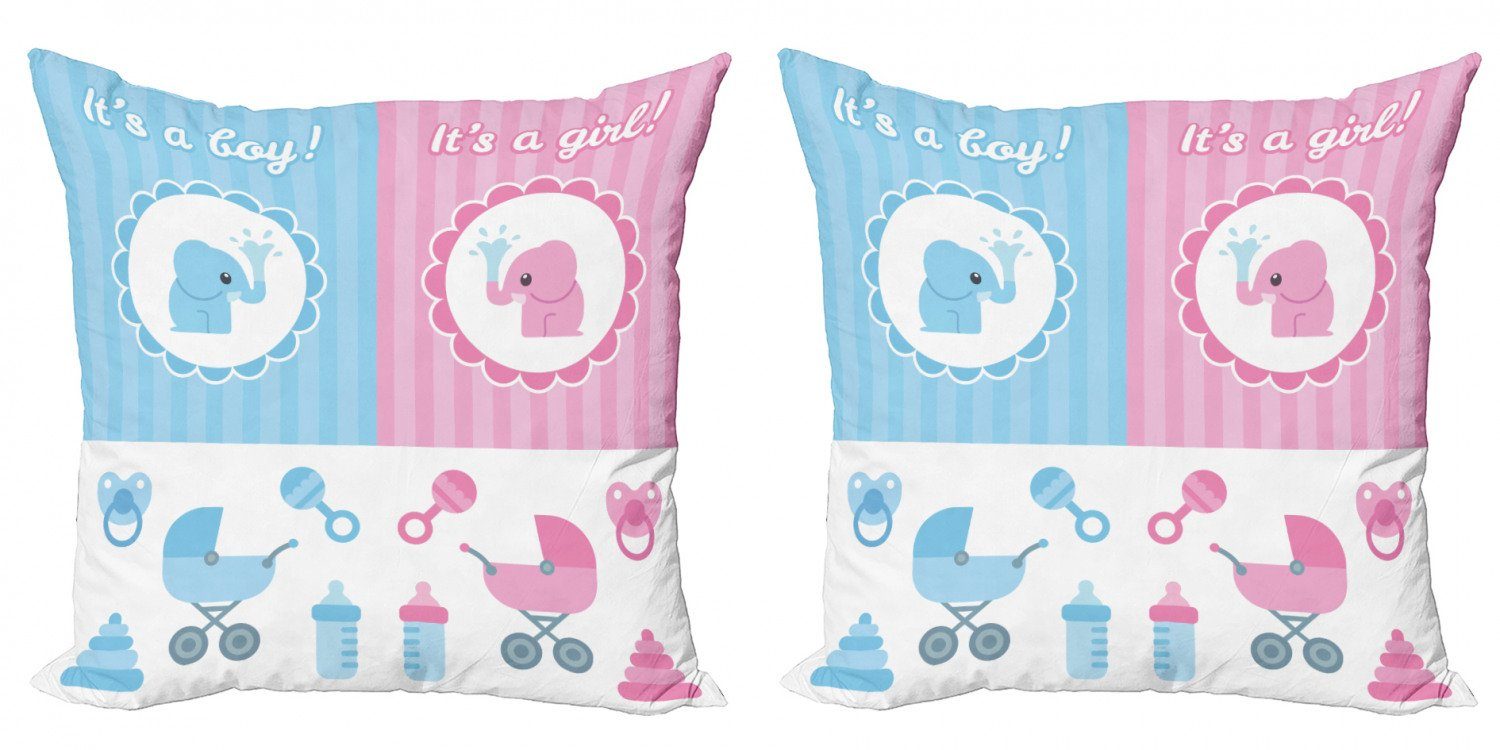 Baby- Accent (2 Stück), Abakuhaus Doppelseitiger Elefant Modern Mädchen-Jungen-neugeborene Kissenbezüge Digitaldruck,