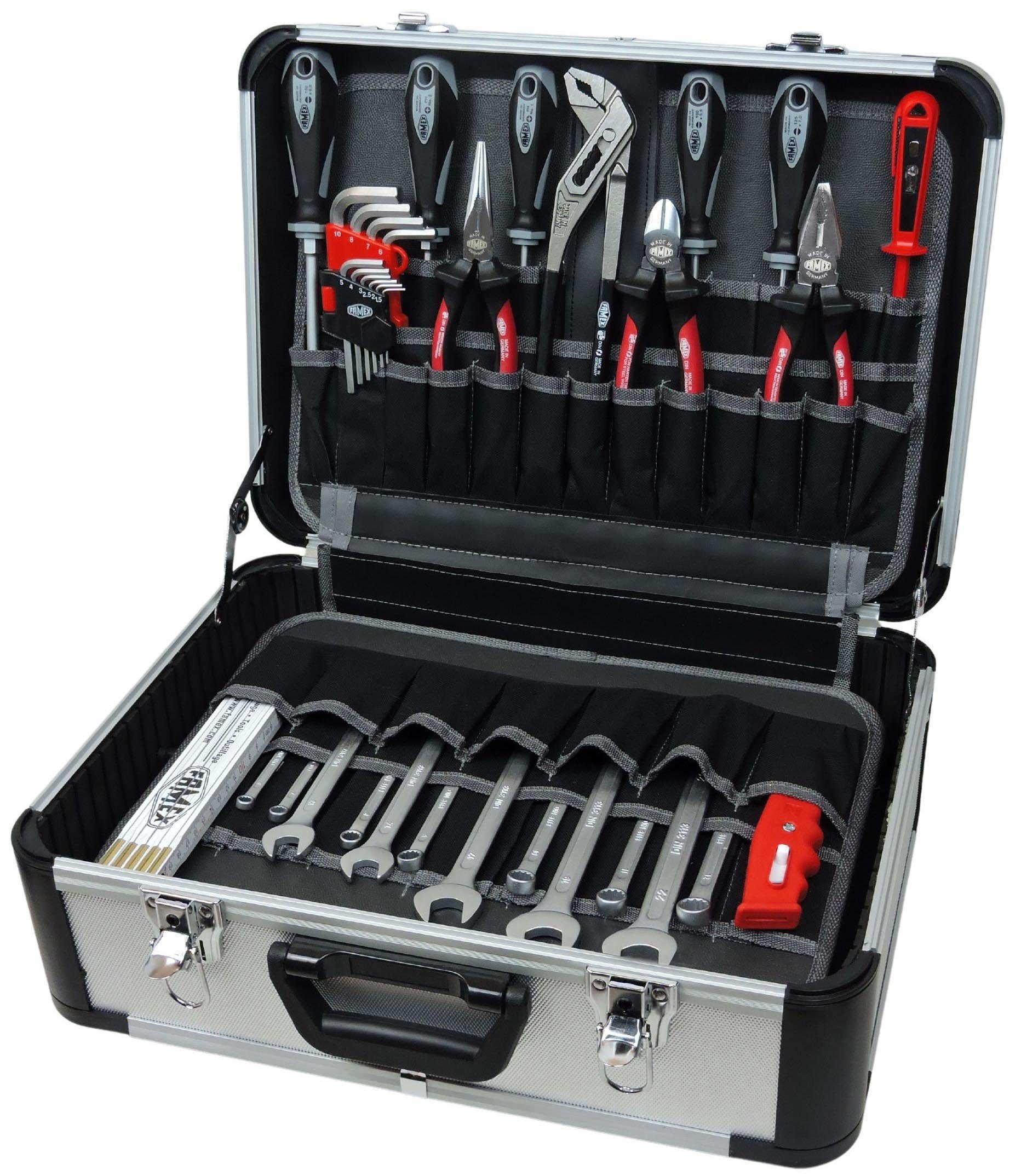 Profi Satz), FAMEX - Werkzeugset PROFESSIONAL, Set 429-88 Werkzeug Werkzeugkoffer mit Alu (Werkzeug TOP-Qualität