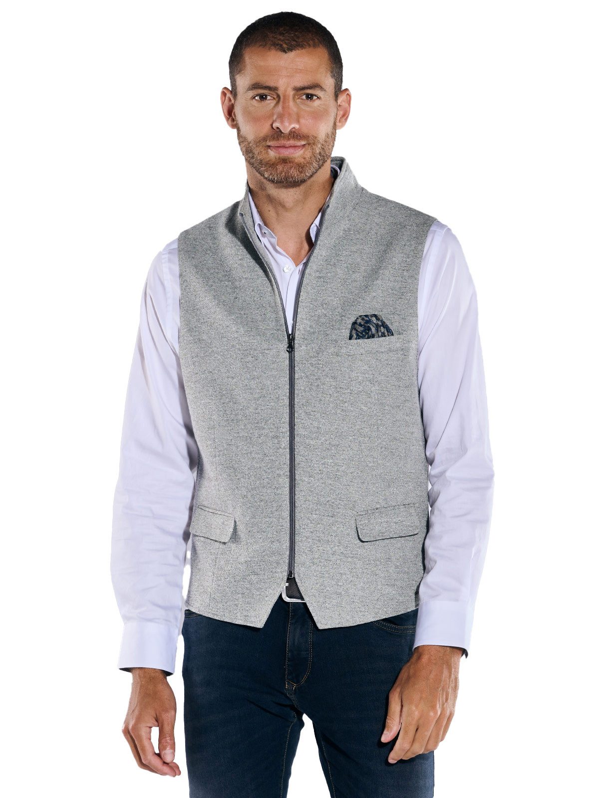 Engbers Anzugweste engbers Herren Sakko-Weste slim fit, Silbergrau