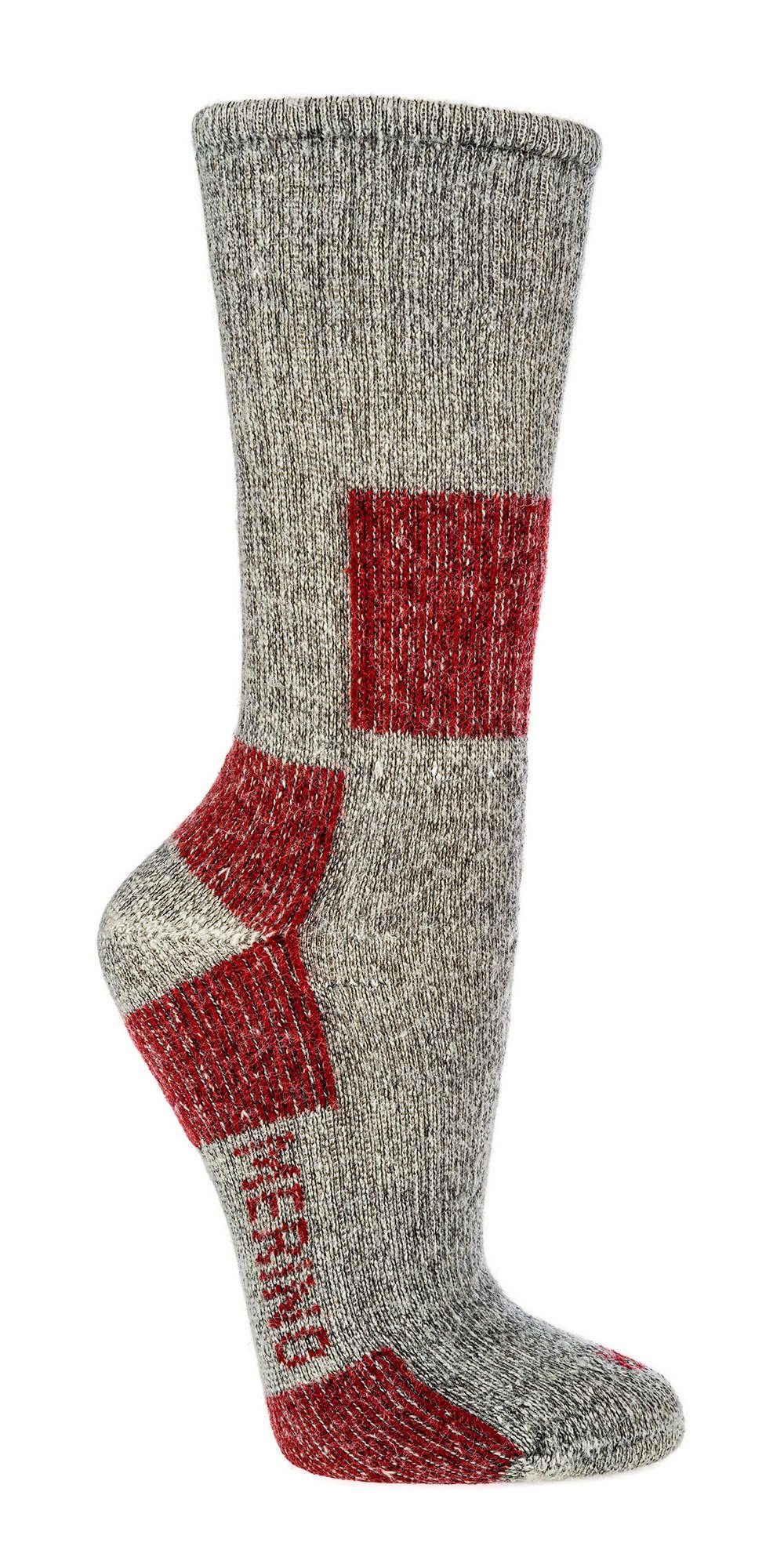 vom Paar Trekkingsocken, Outdoorsocken Wolle FussFreunde 2 Grau/Rot 85% Merinoschaf mit Wandersocken