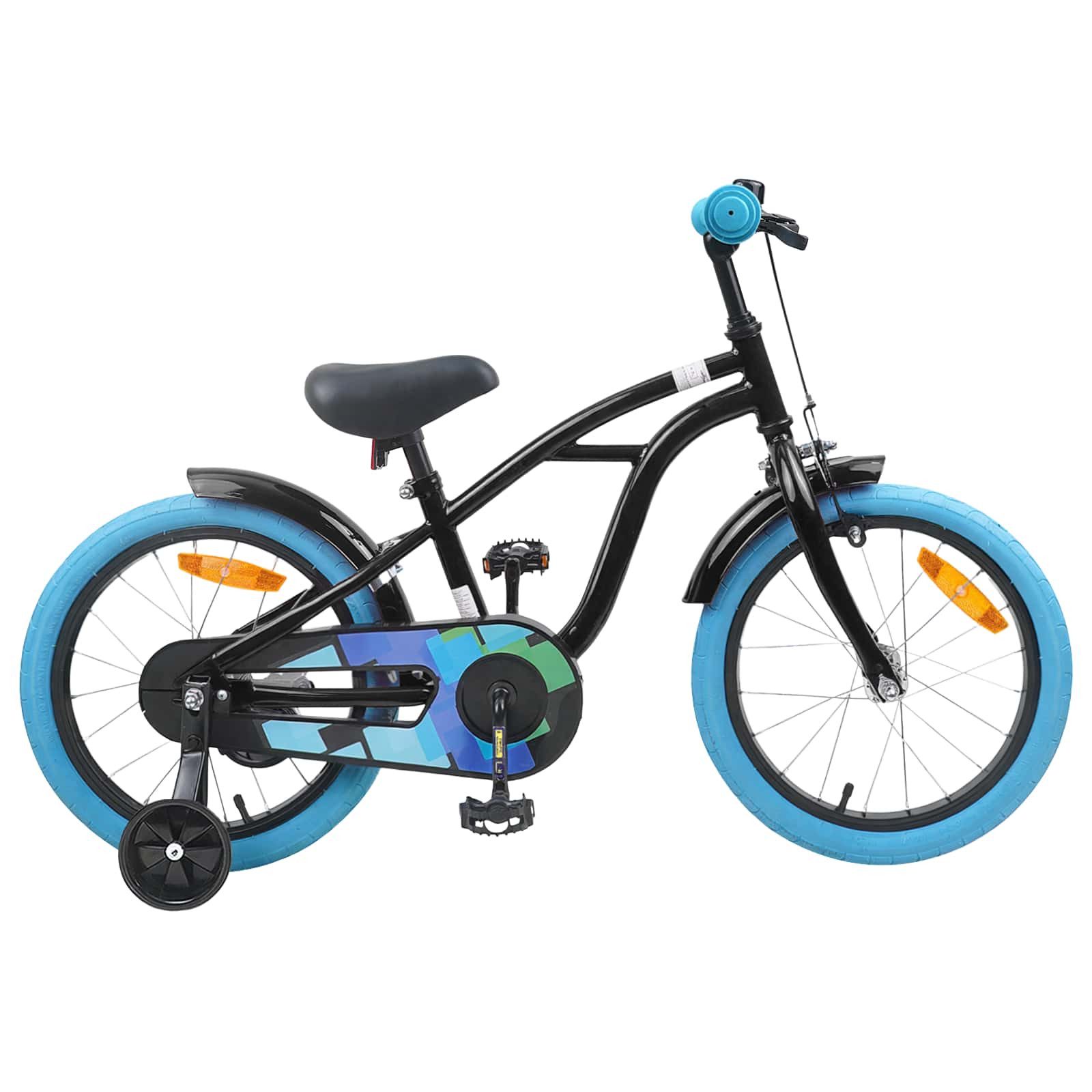 vidaXL Kinderfahrrad 112,5 x 51 x 75 cm Kinderfahrrad 16 Zoll für 4-6 Jahre alt Schwarz Stü