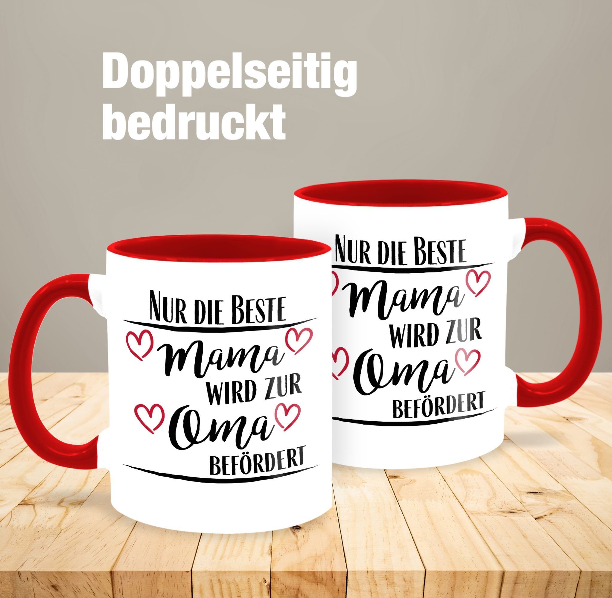 Oma Oma Schwangerschaft - zur verkünden Beste Omi, befördert 2 Rot Shirtracer Mama Tasse wird Großmutter Keramik,