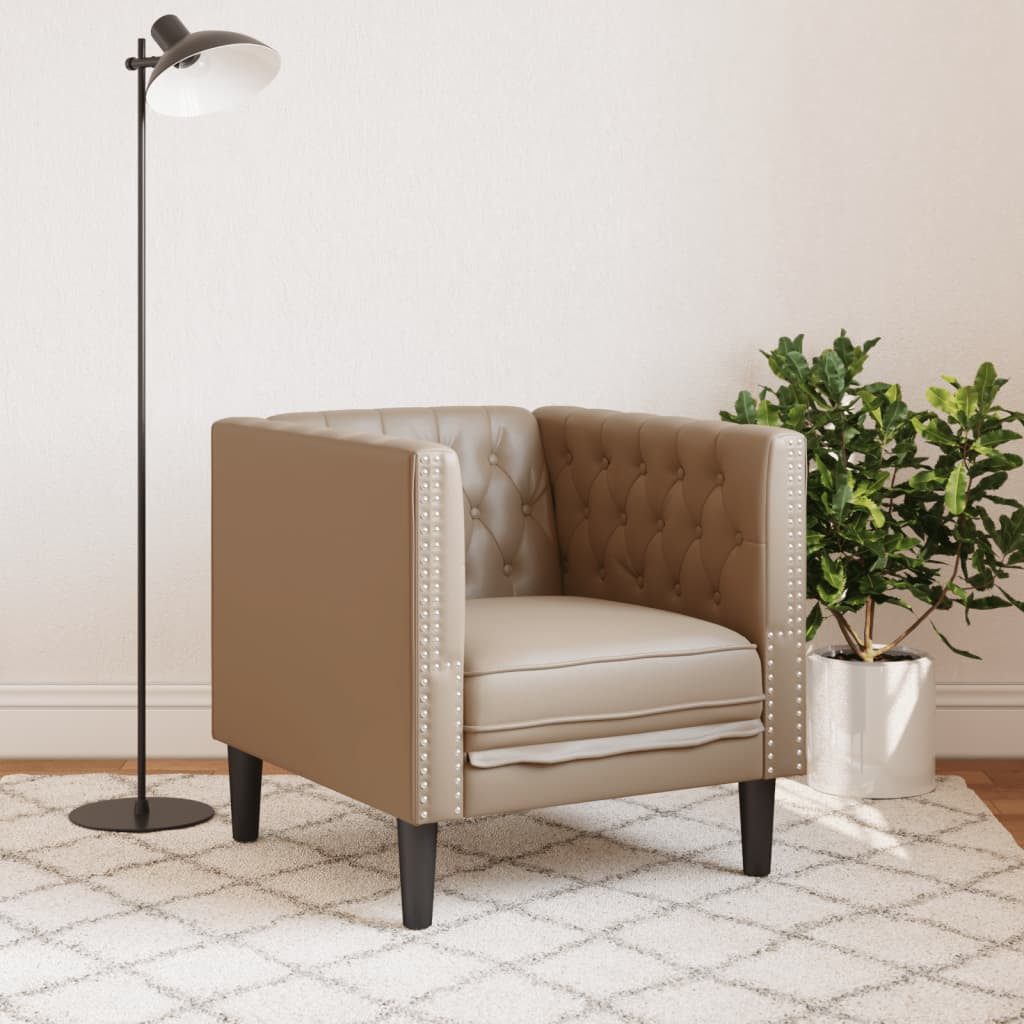 vidaXL Sofa Chesterfield-Sessel Cappuccino Kunstleder günstig online kaufen