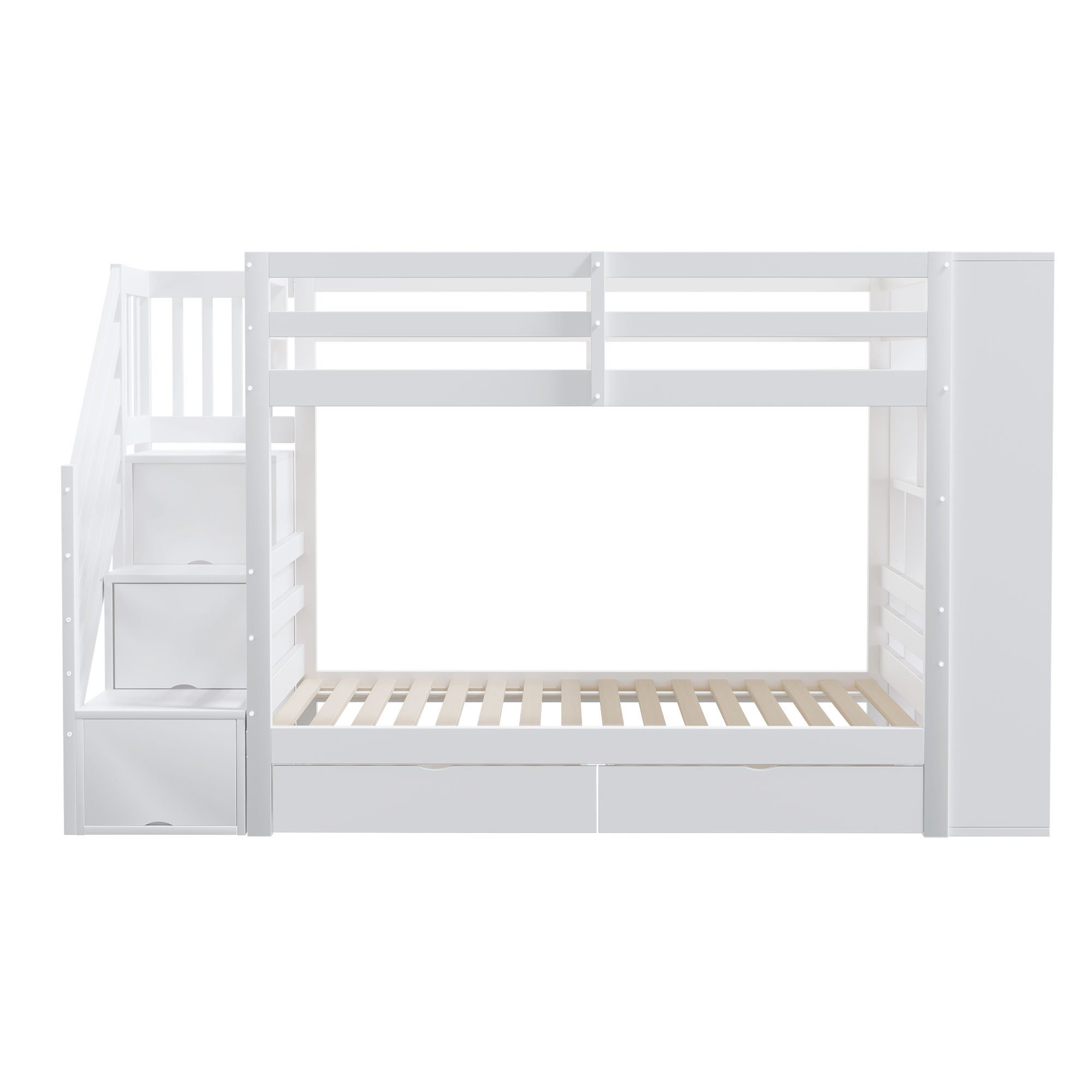 Merax Etagenbett 90x200cm mit Schließfächern und Schubladen (1-St), Aufbewahrungstreppe mit Staufächern, Kieferholz Kinderbett Jugendbett – Bild 5 von 5