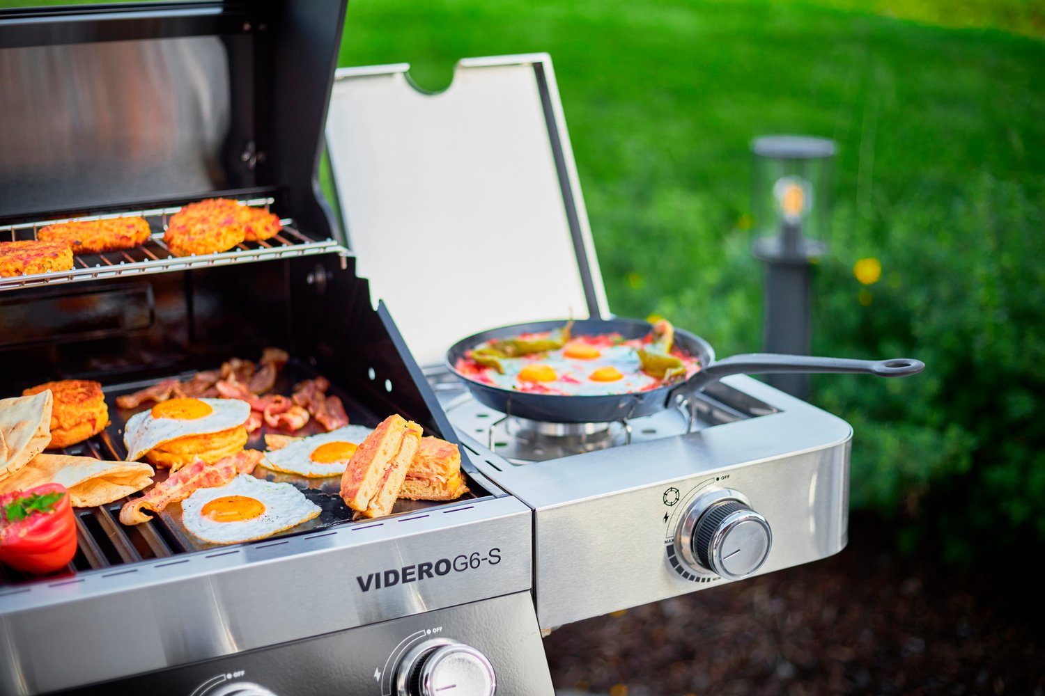 RÖSLE Grillplatte VIDERO, 25440, aus Gusseisen, Grillbranding, für alle VIDERO Modelle