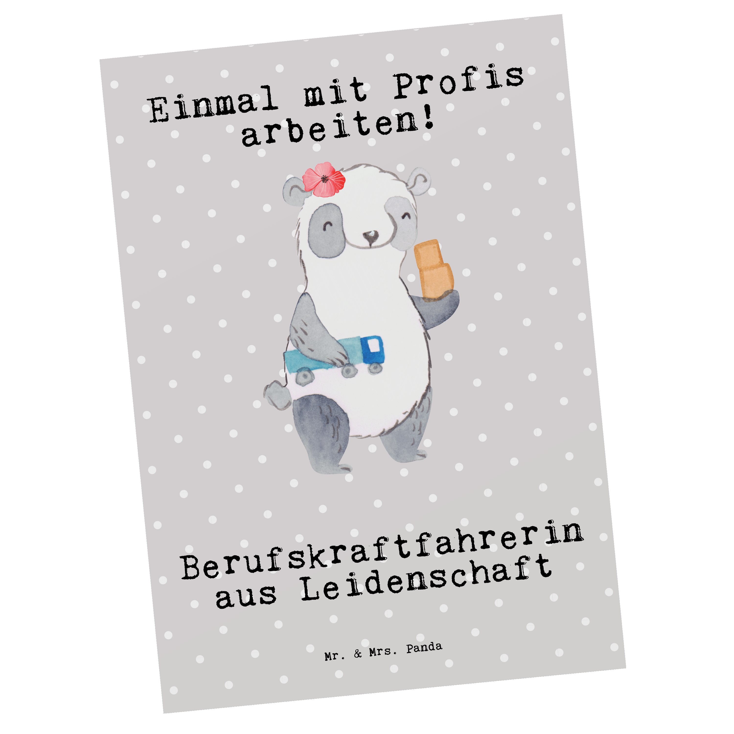 Postkarte Leidenschaft Grau aus Gebur Mrs. Berufskraftfahrerin Panda Geschenk, Pastell Mr. & - -