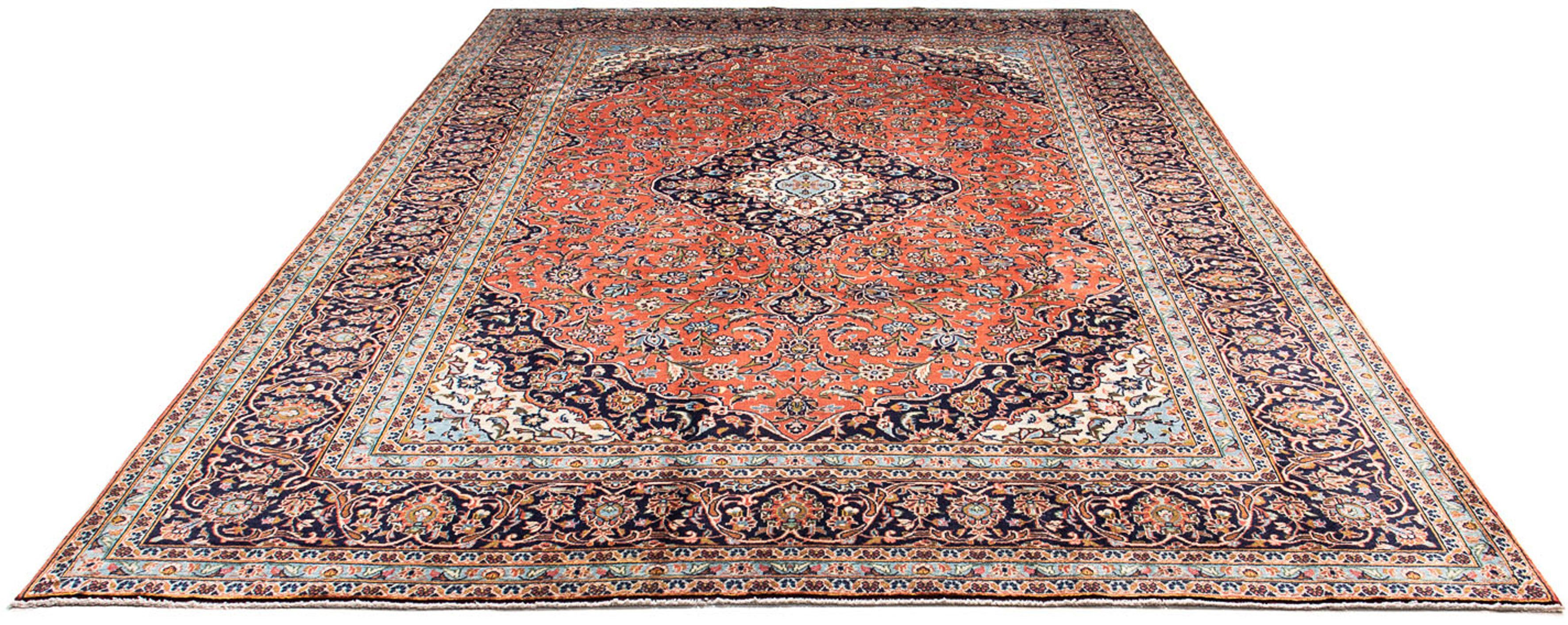 Orientteppich Perser - Keshan - 353 x 252 cm - rost, morgenland, rechteckig, Höhe: 10 mm, Wohnzimmer, Handgeknüpft, Einzelstück mit Zertifikat