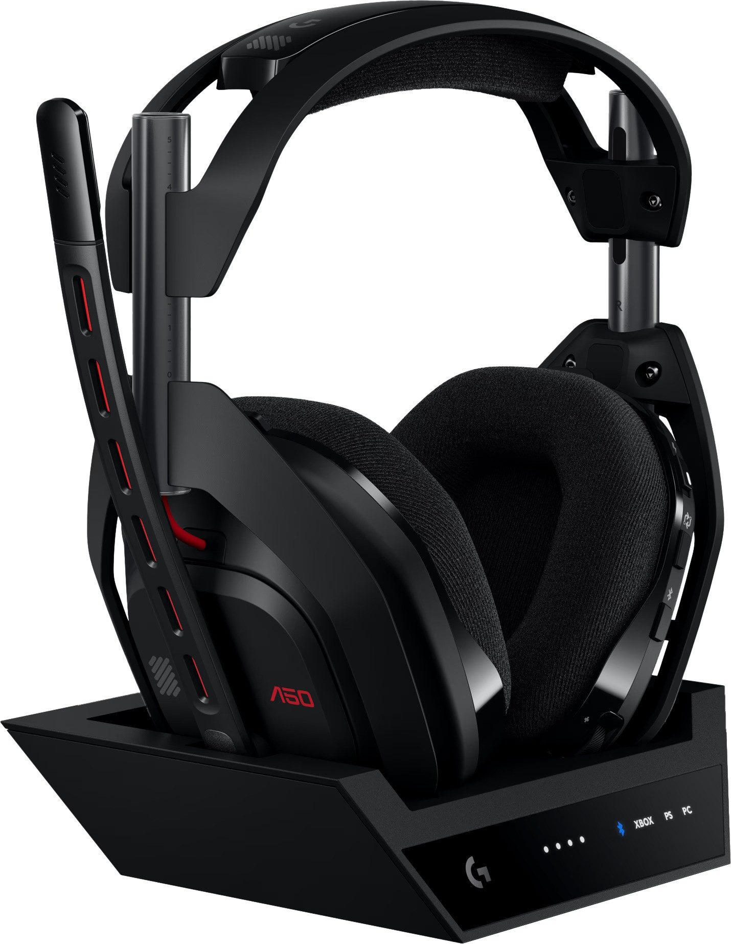 Logitech G Astro A50 LIGHTSPEED PS5 Xbox PC Kopfhörer Gaming-Headset (Bluetooth, Lautstärkeregelung, Stummschaltung, PLAYSYNC, Batteriestatusanzeige, Bluetooth, LIGHTSPEED Wireless, PLAYSYNC, Basis Station, Dolby Atmos)