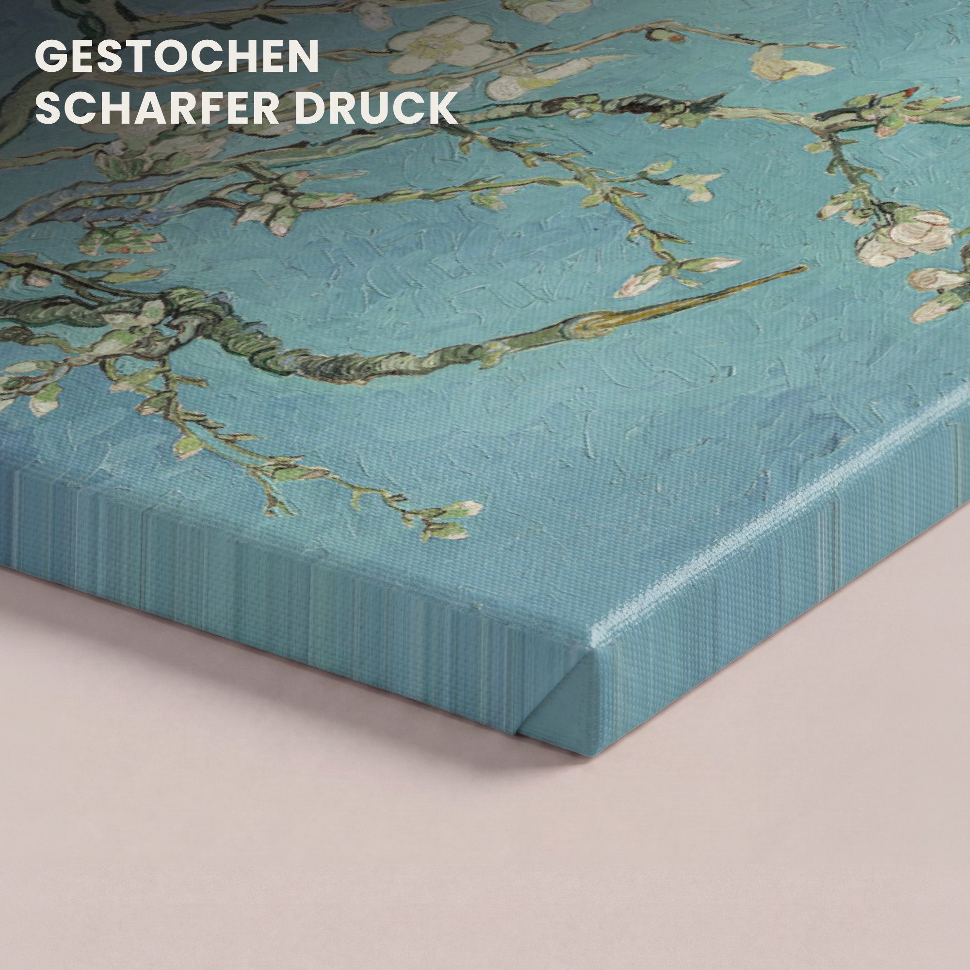 OneMillionCanvasses® Leinwandbild Van Gogh - Mandelblüte - Alte Meister - Kunst - Vintage, Fotodruck (1 St), Wandbild, Deko Schlafzimmer Wohnzimmer Flur 20x20 c – Bild 3 von 5