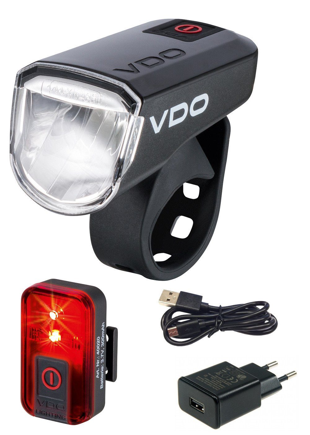 SIGMA SPORT Fahrradbeleuchtung VDO Fahrradlampe ECO LIGHT M30 Set-Plus mit Front- und Rückleuchte