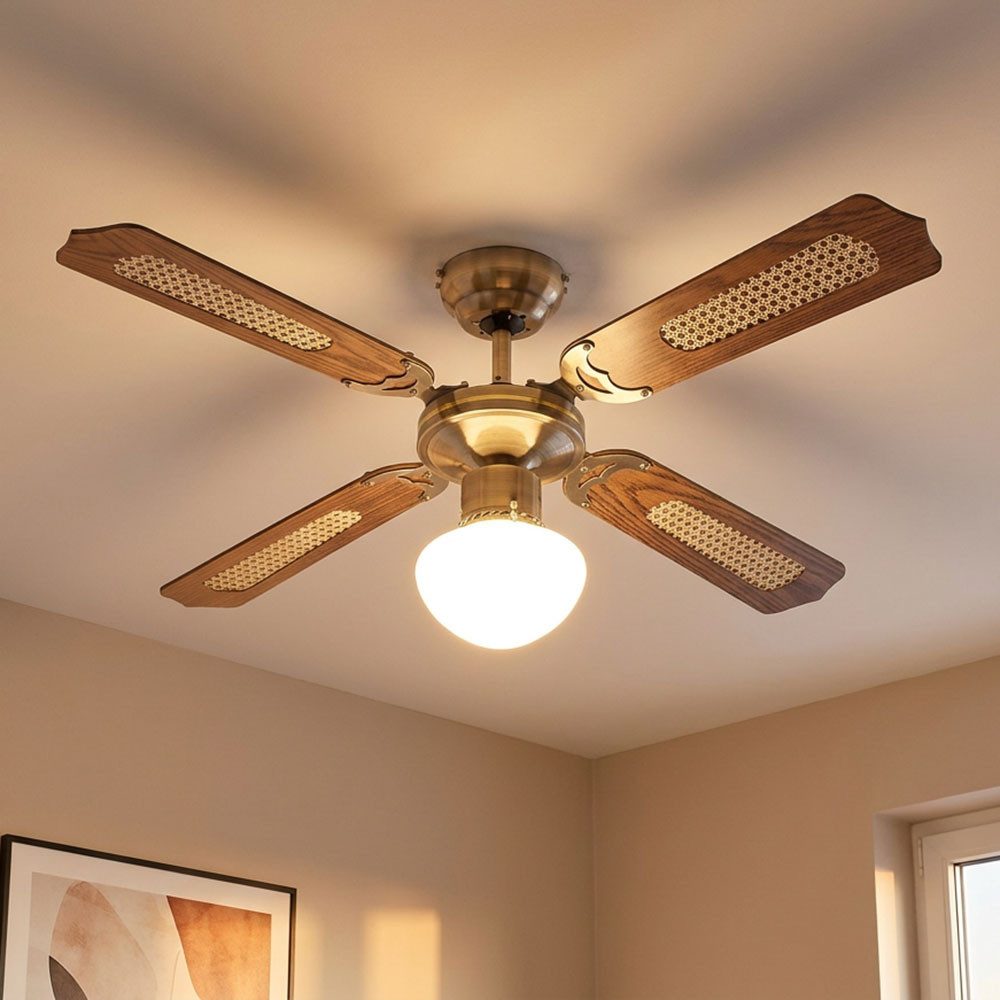 GLOBO LIGHTING Deckenventilator, Deckenventilator mit Zugschalter Ventilatorlampe Decke 3 Stufen