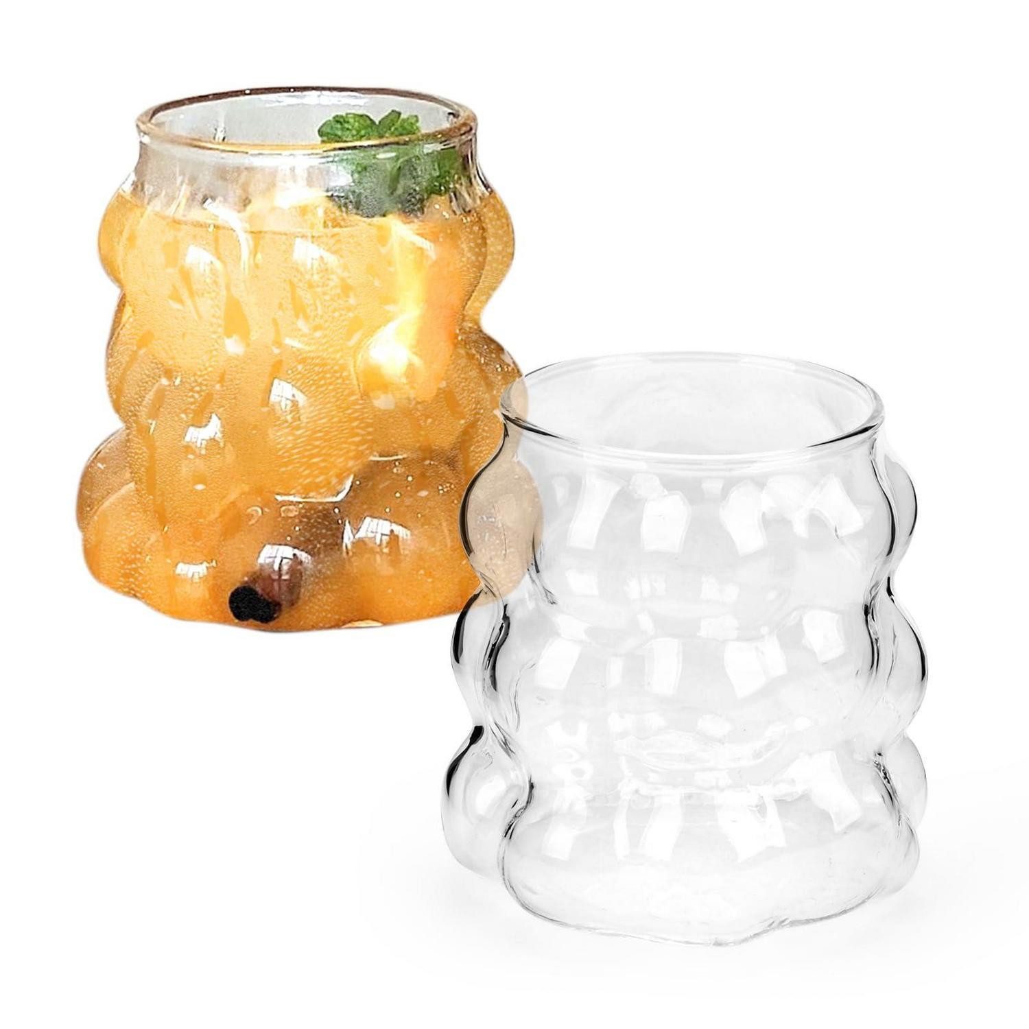 LuxusKollektion Latte-Macchiato-Glas Bubble Wassergläser Set 350ml 2 Stück, Glas
