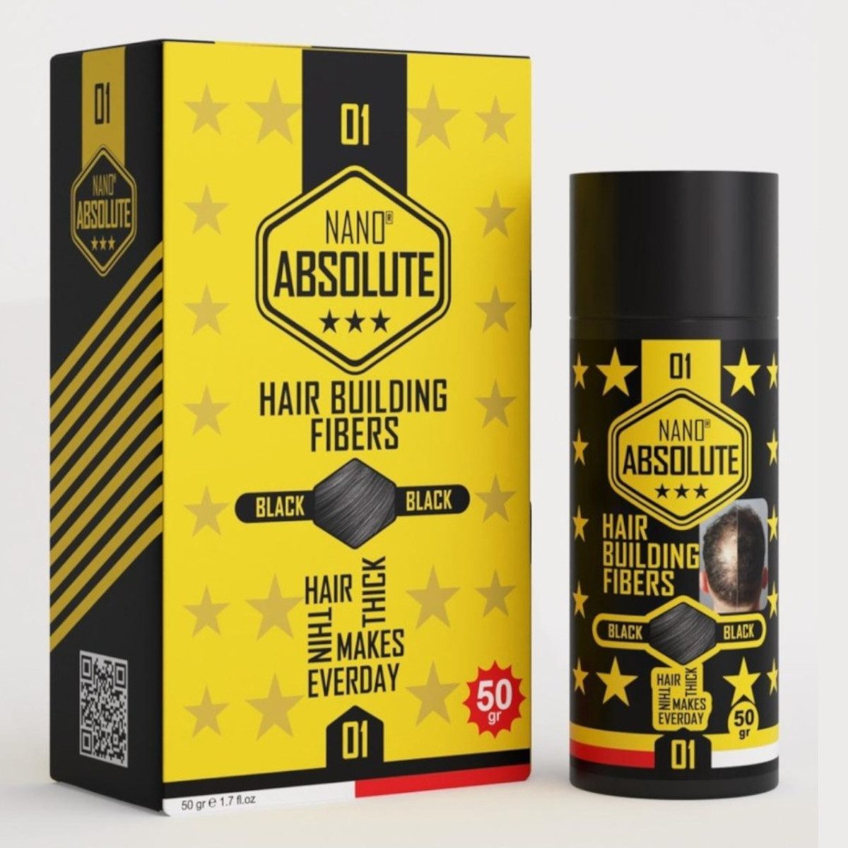 Nano Absolute Haarpuder Hair Building Fibers Haarpuder Topik 50g Black / Schwarz