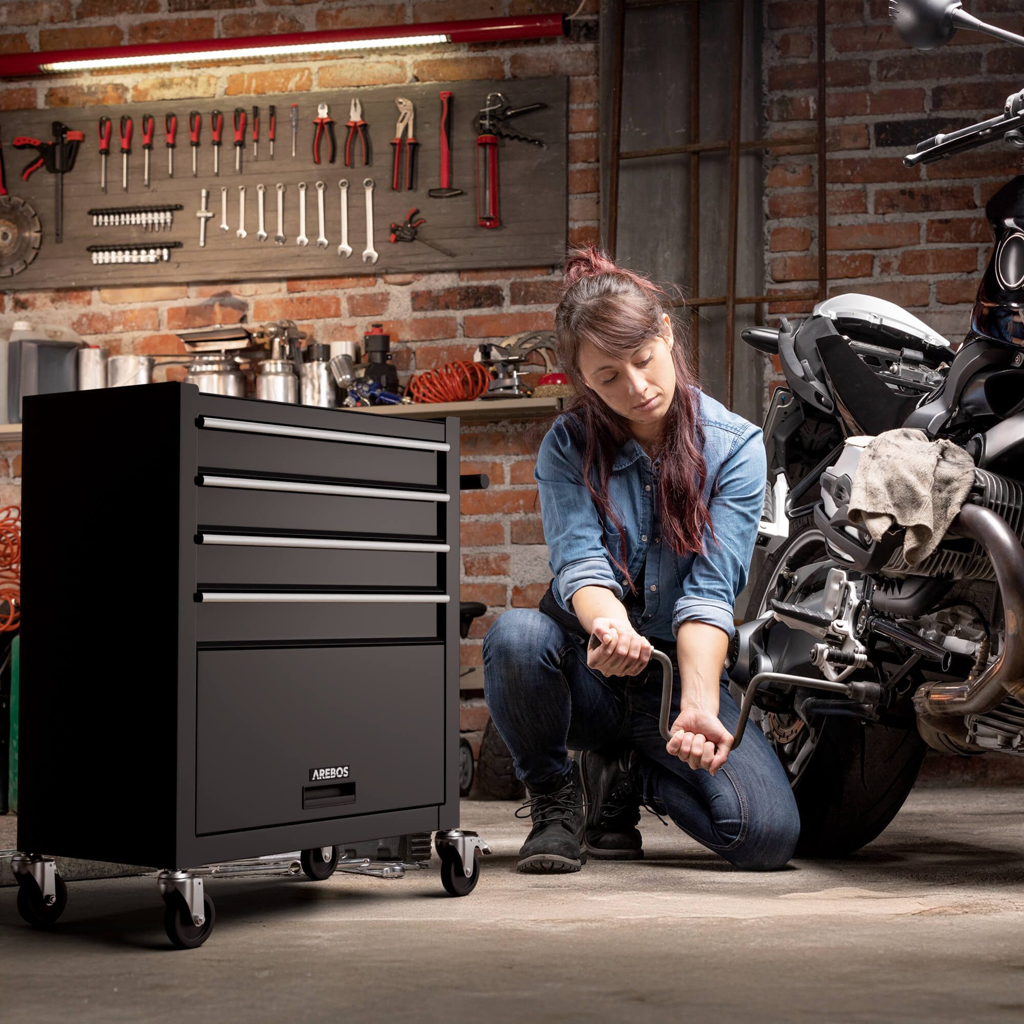 Arebos Werkstattwagen 5 Fächer, Werkzeugwagen, Rollwagen, günstig online kaufen