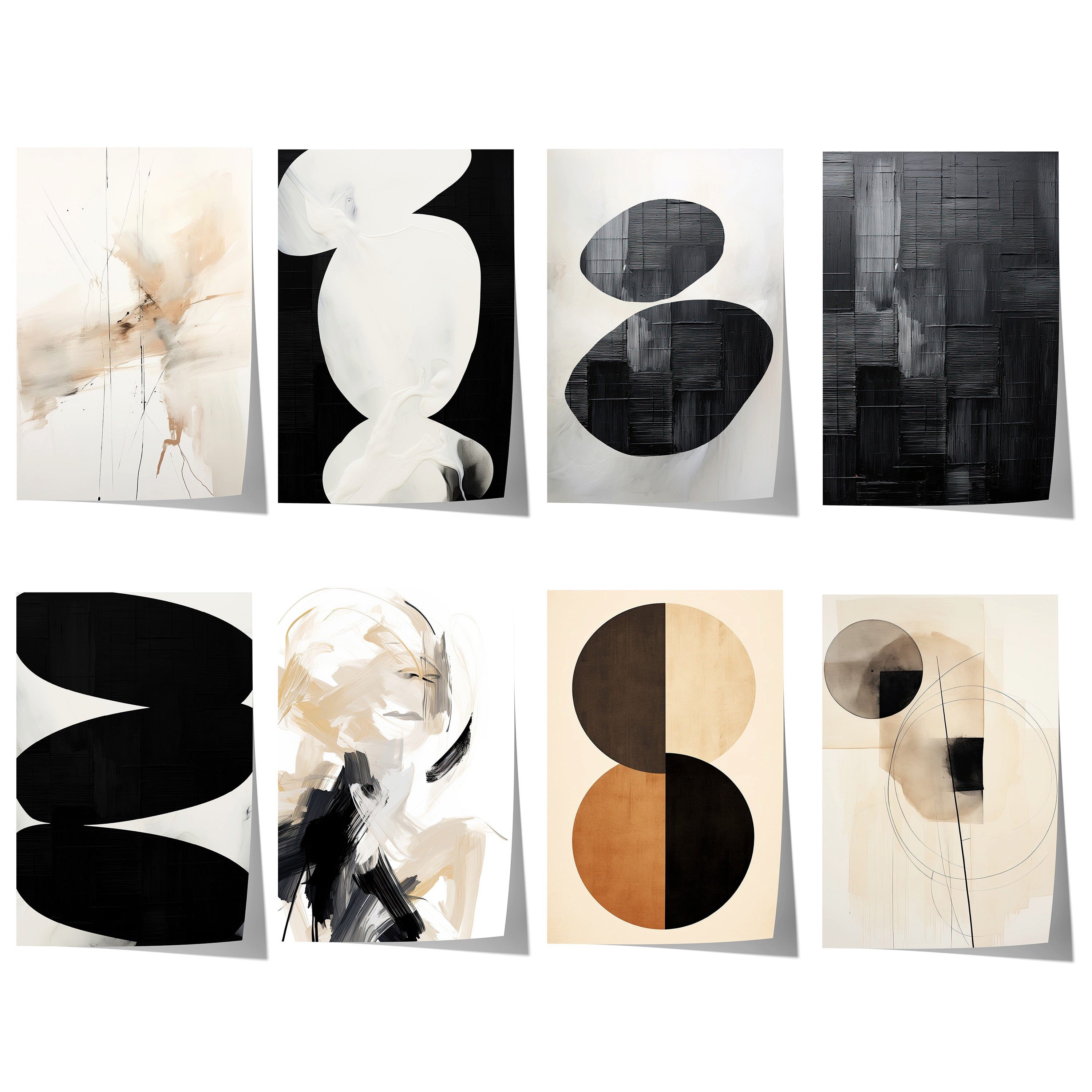 JUSTGOODMOOD Poster Abstrakte Wanddeko Geschenkidee Minimalistische Beige Schwarz Kunst Mo, E (1 St)