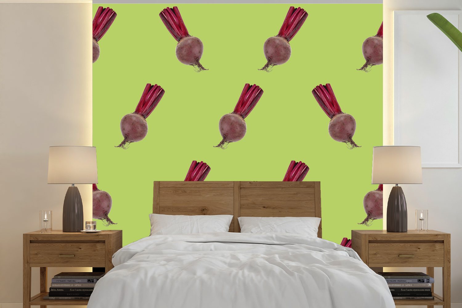 Schlafzimmer, Rote St), Vinyl Matt, Bete Grün, bedruckt, für - - Tapete Wohnzimmer Gemüse - MuchoWow Wandtapete Fototapete oder Muster (5