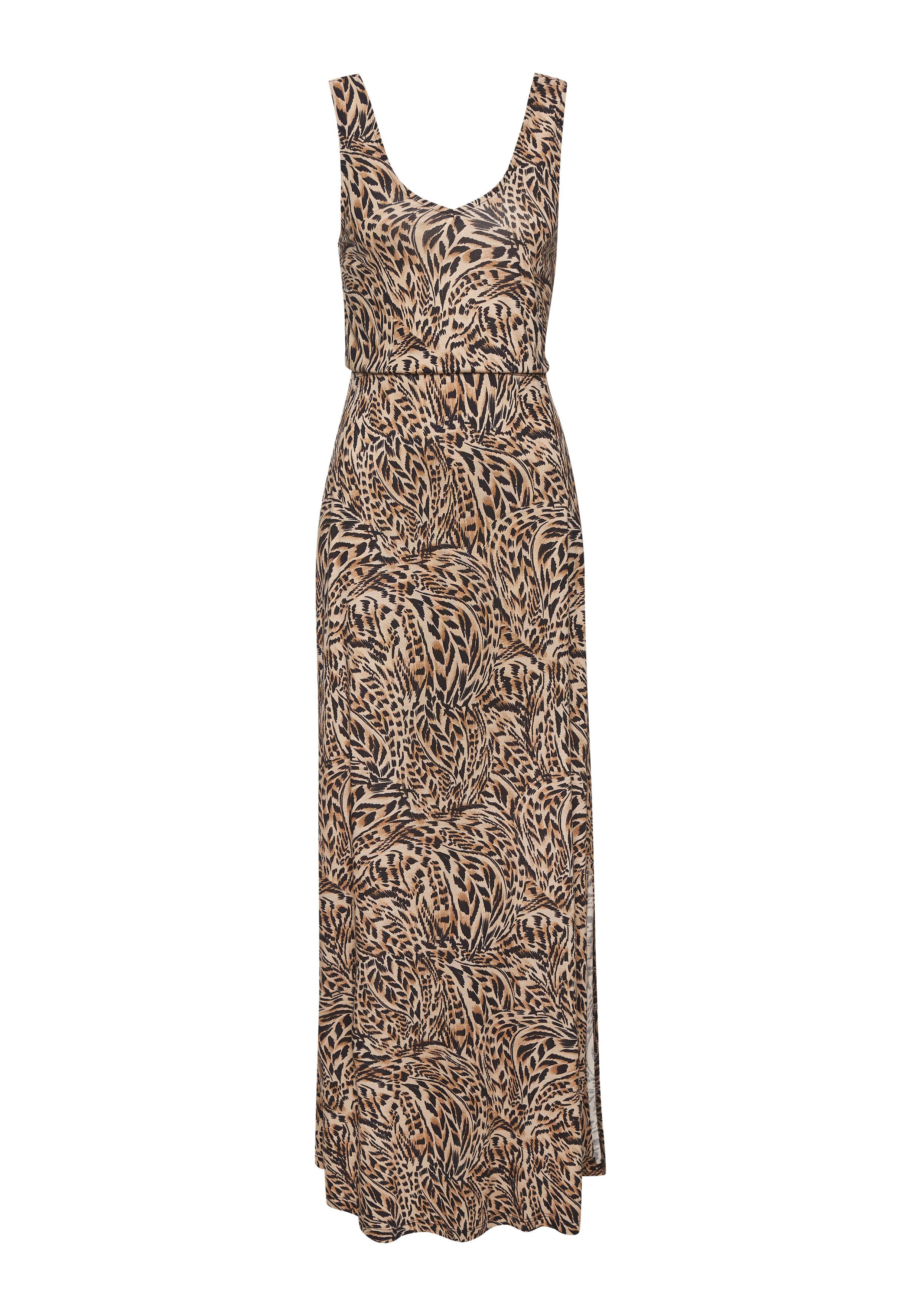 Buffalo Maxikleid mit Alloverdruck und Schlitz lässiges Sommerkleid, Strandkleid, Jerseykleid, Trägerkleid, Festival – Bild 2 von 5