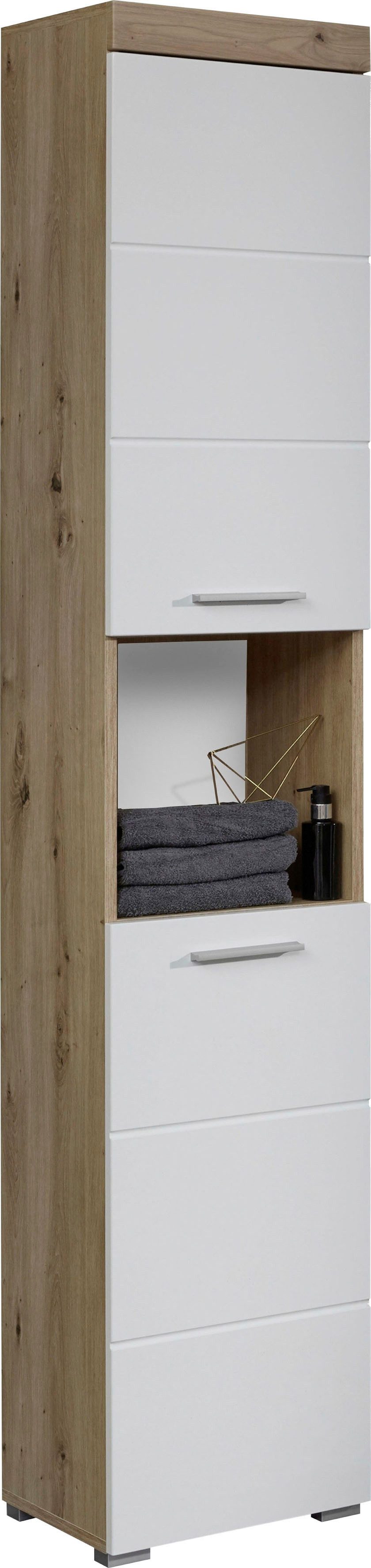 welltime Hochschrank Avena Badschrank mit 2 Türen & 1 Fach - (B/T/H) 37/31/190 cm