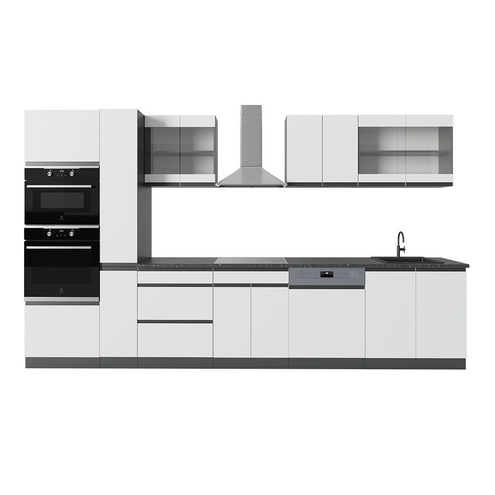 Vicco Küchenzeile R-Line Weiß/Anthrazit, 350 J-Shape, günstig online kaufen