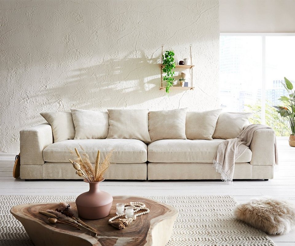 DELIFE Big-Sofa Justo, Justo Chenille Beige 310x110 cm