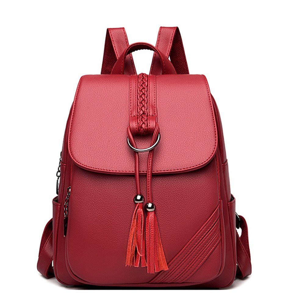 Rouemi Freizeitrucksack Fashion Travel Shoulder Tassel Capacity Large Backpack Rot Bag