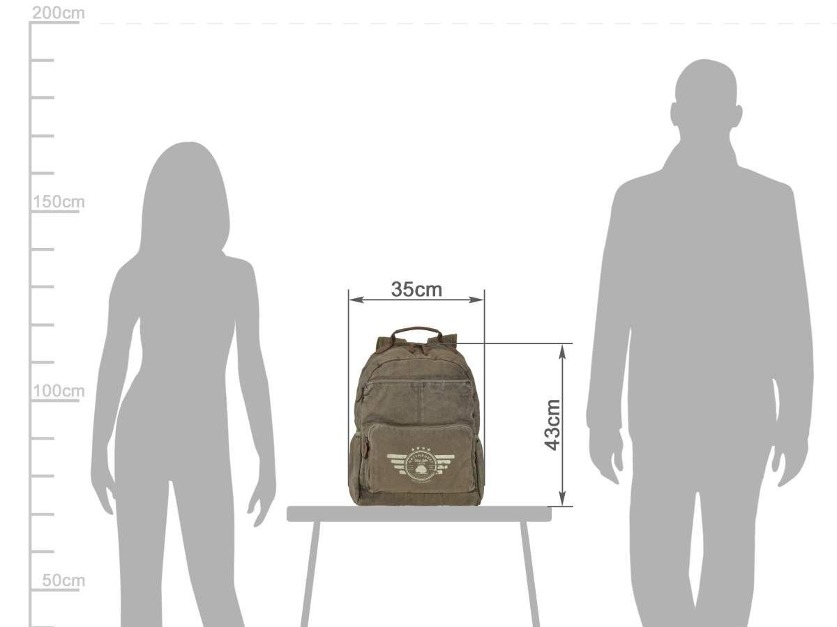 Greenburry Tagesrucksack Aviator, Rucksack, mit Notebookfach 32x31cm, rustikales starkes Canvas