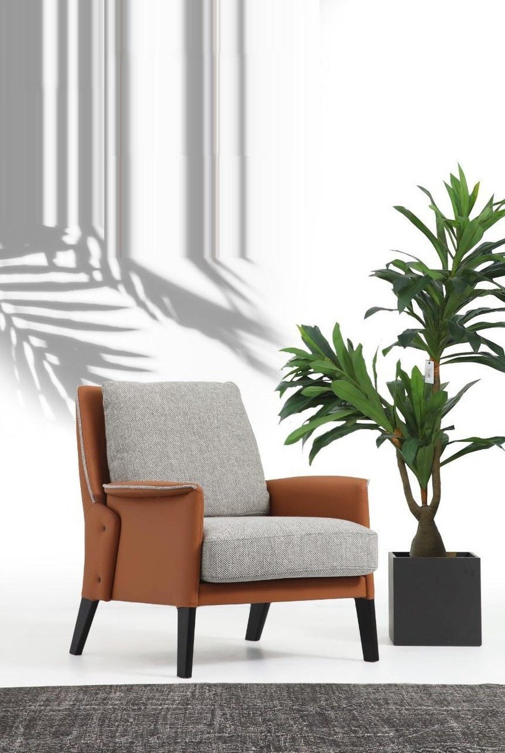 JVmoebel Ohrensessel Moderner Sessel in Orange und Grau mit hochwertiger Polsterung (Packung, 1-St., 1x Sessel), Made in Europa