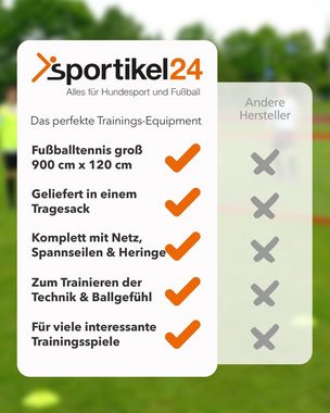 SPORTIKEL24 Multifunktionsnetz Fußballtennis XL für Rasenplatz, 9 m breit, 120 cm hoch, inkl. Trageta