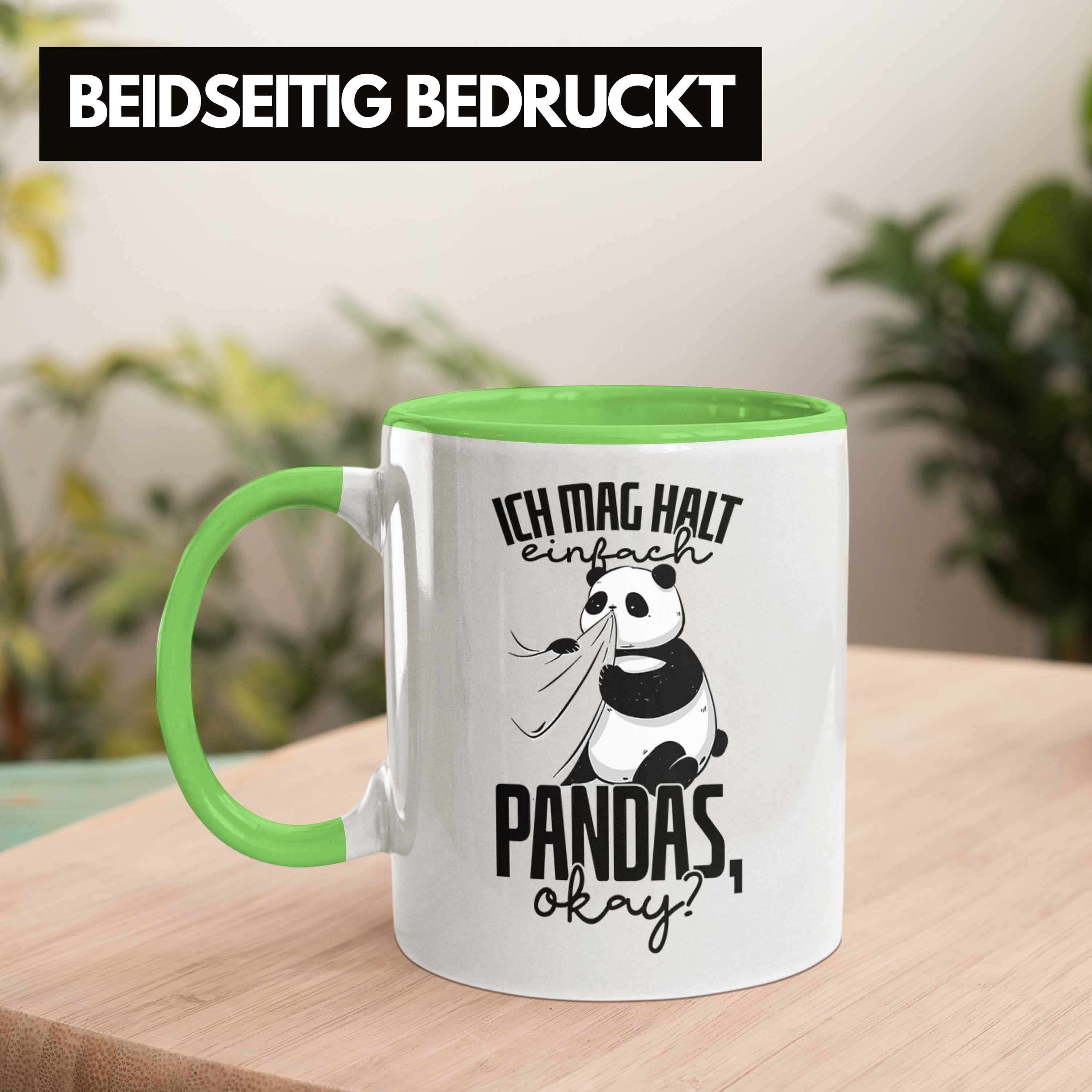 Geschenk Pa Panda Tasse Geschenkidee Tasse Tierliebhaber Lustige Trendation Panda-Motiv Grün