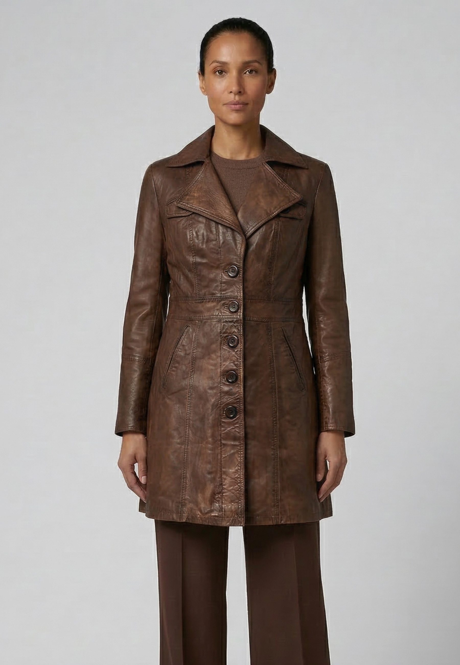 RICANO Ledermantel Lucy Handgefertigt aus echtem Leder